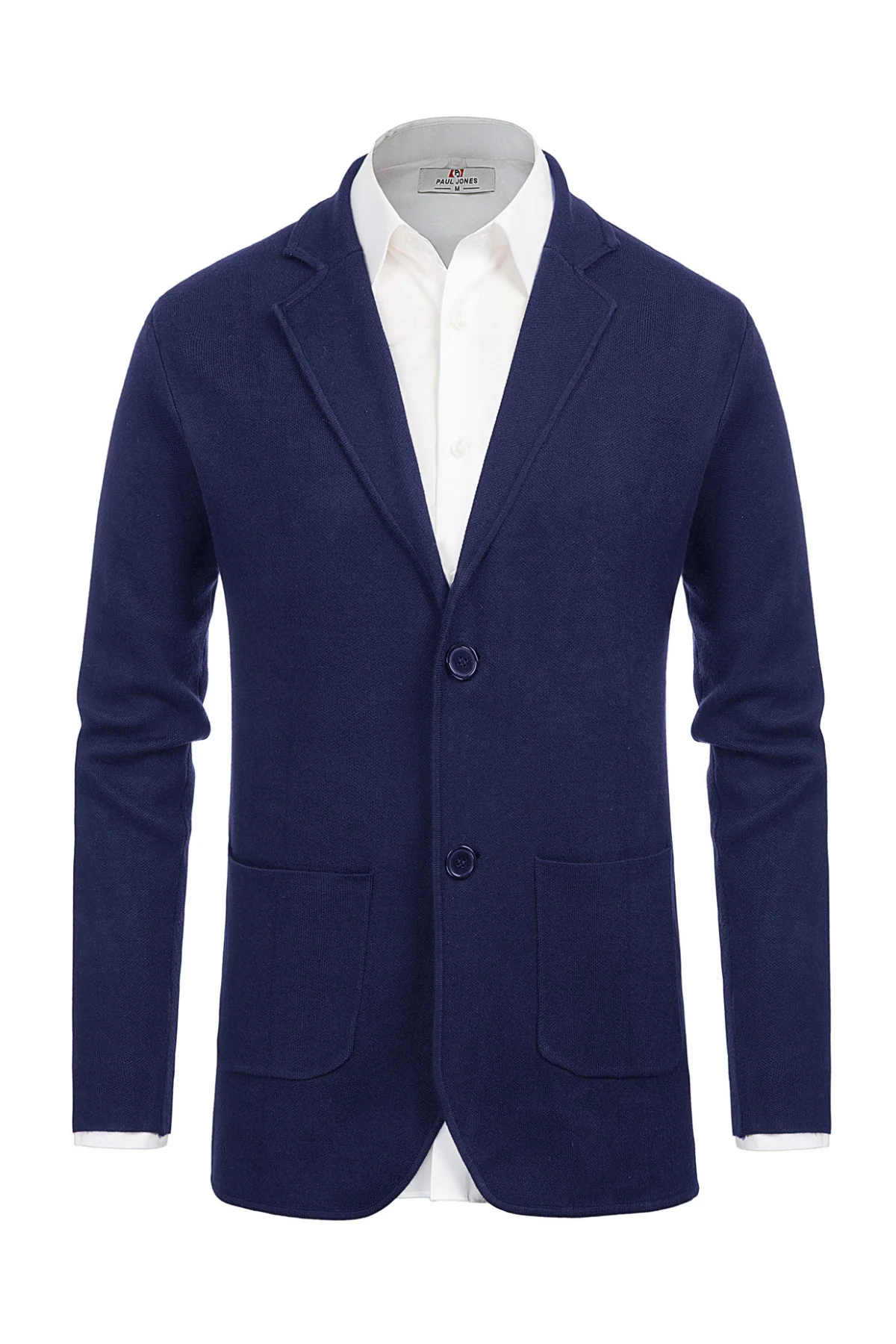 Men's Cardigan Sweater Shawl Collar Two Button Down Knit Blazer Jacket Knitwear - Image 17