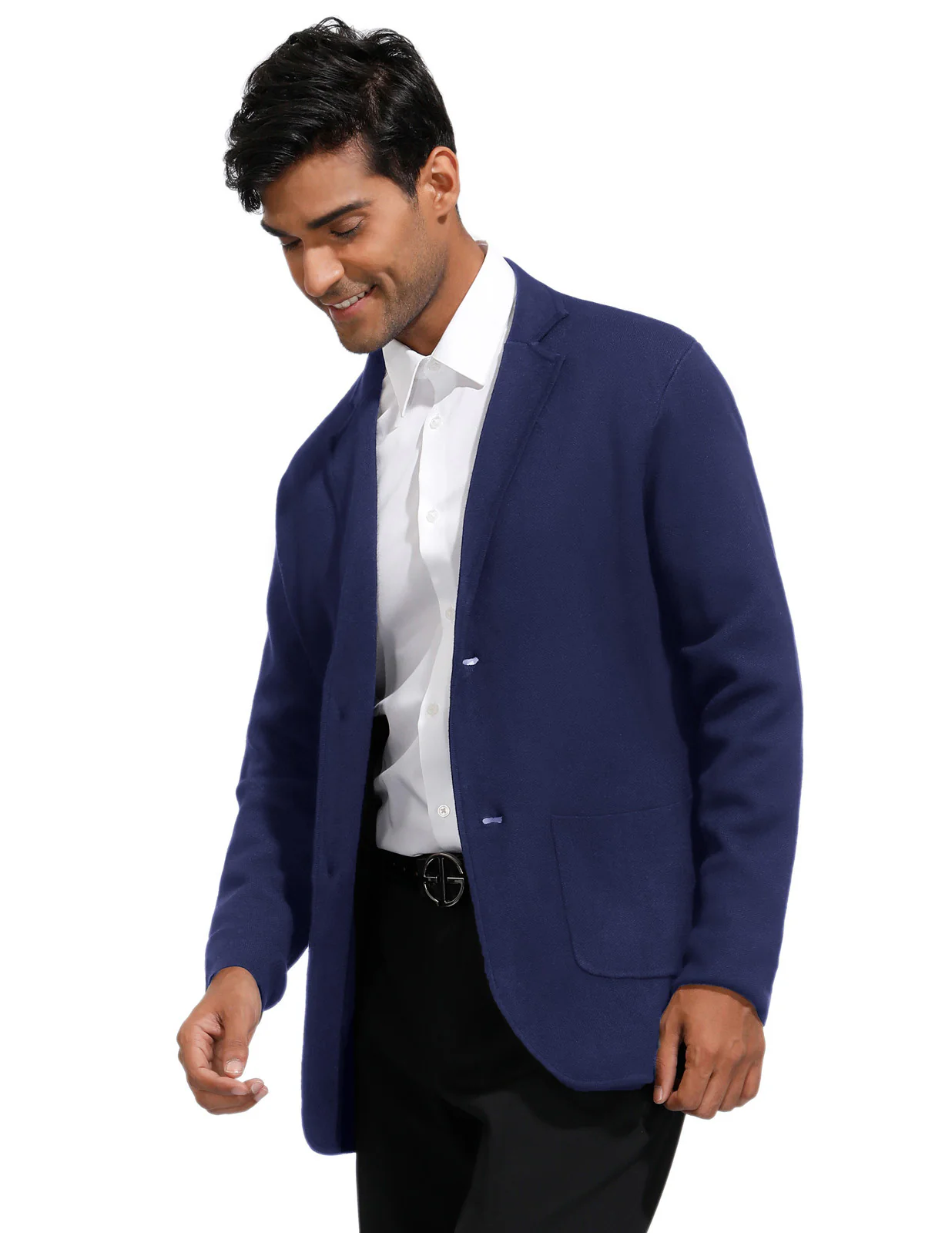 Men's Cardigan Sweater Shawl Collar Two Button Down Knit Blazer Jacket Knitwear - Image 19
