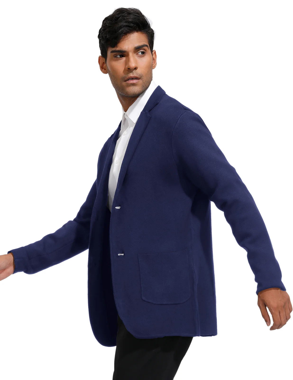 Men's Cardigan Sweater Shawl Collar Two Button Down Knit Blazer Jacket Knitwear - Image 21