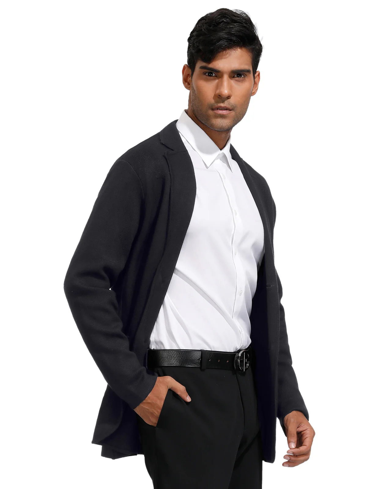 Men's Cardigan Sweater Shawl Collar Two Button Down Knit Blazer Jacket Knitwear - Image 25