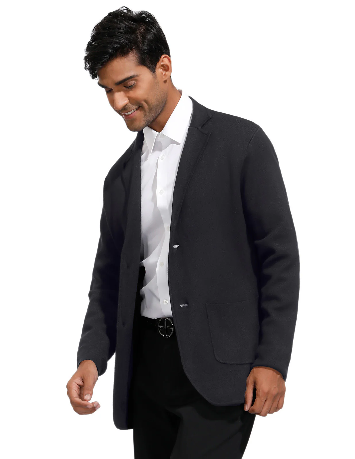 Men's Cardigan Sweater Shawl Collar Two Button Down Knit Blazer Jacket Knitwear - Image 26