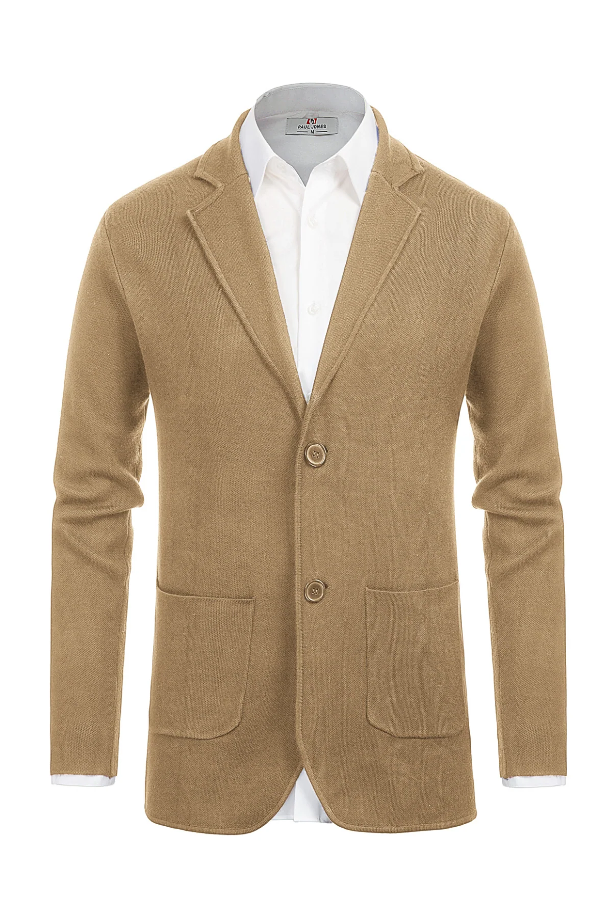 Men's Cardigan Sweater Shawl Collar Two Button Down Knit Blazer Jacket Knitwear - Image 27