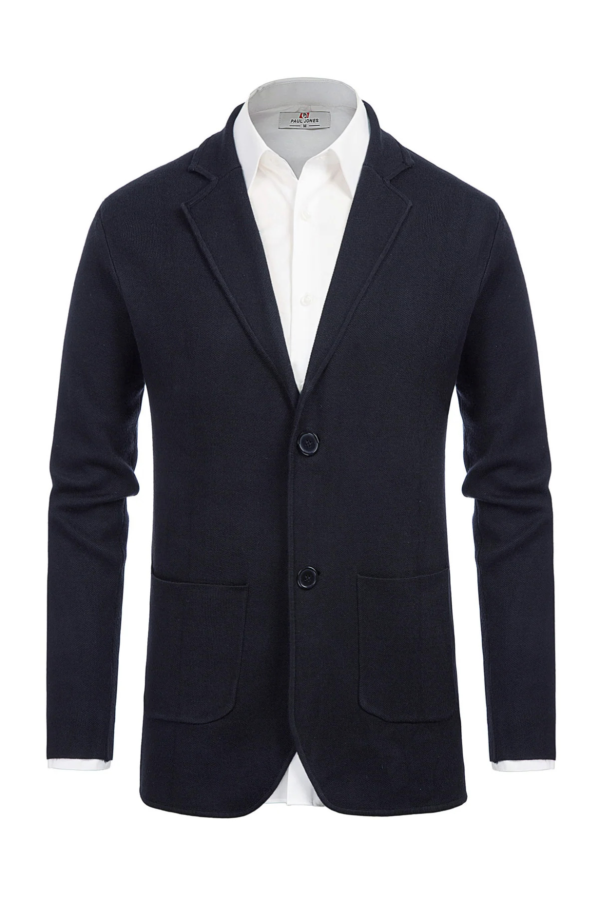 Men's Cardigan Sweater Shawl Collar Two Button Down Knit Blazer Jacket Knitwear - Image 3