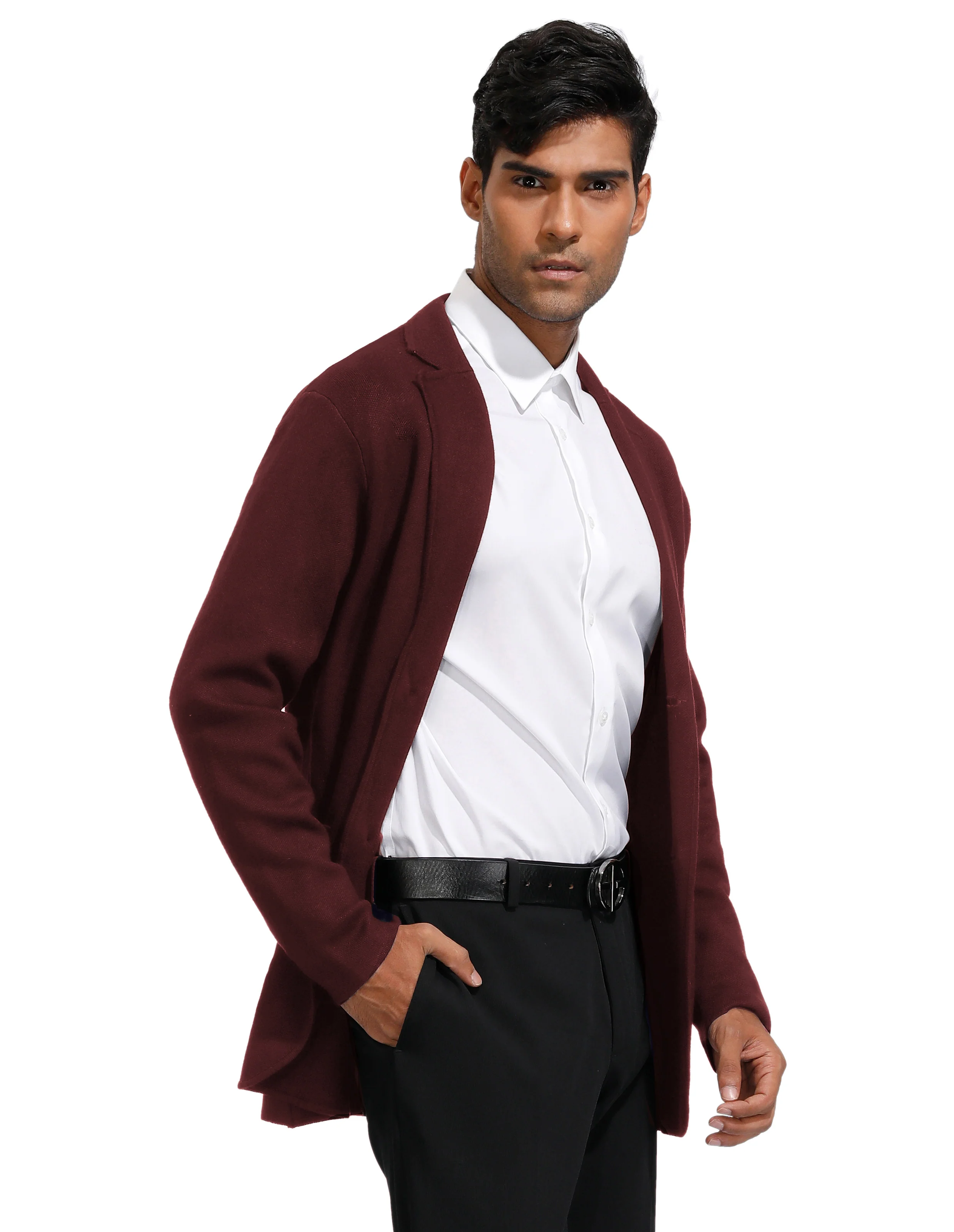 Men's Cardigan Sweater Shawl Collar Two Button Down Knit Blazer Jacket Knitwear - Image 35