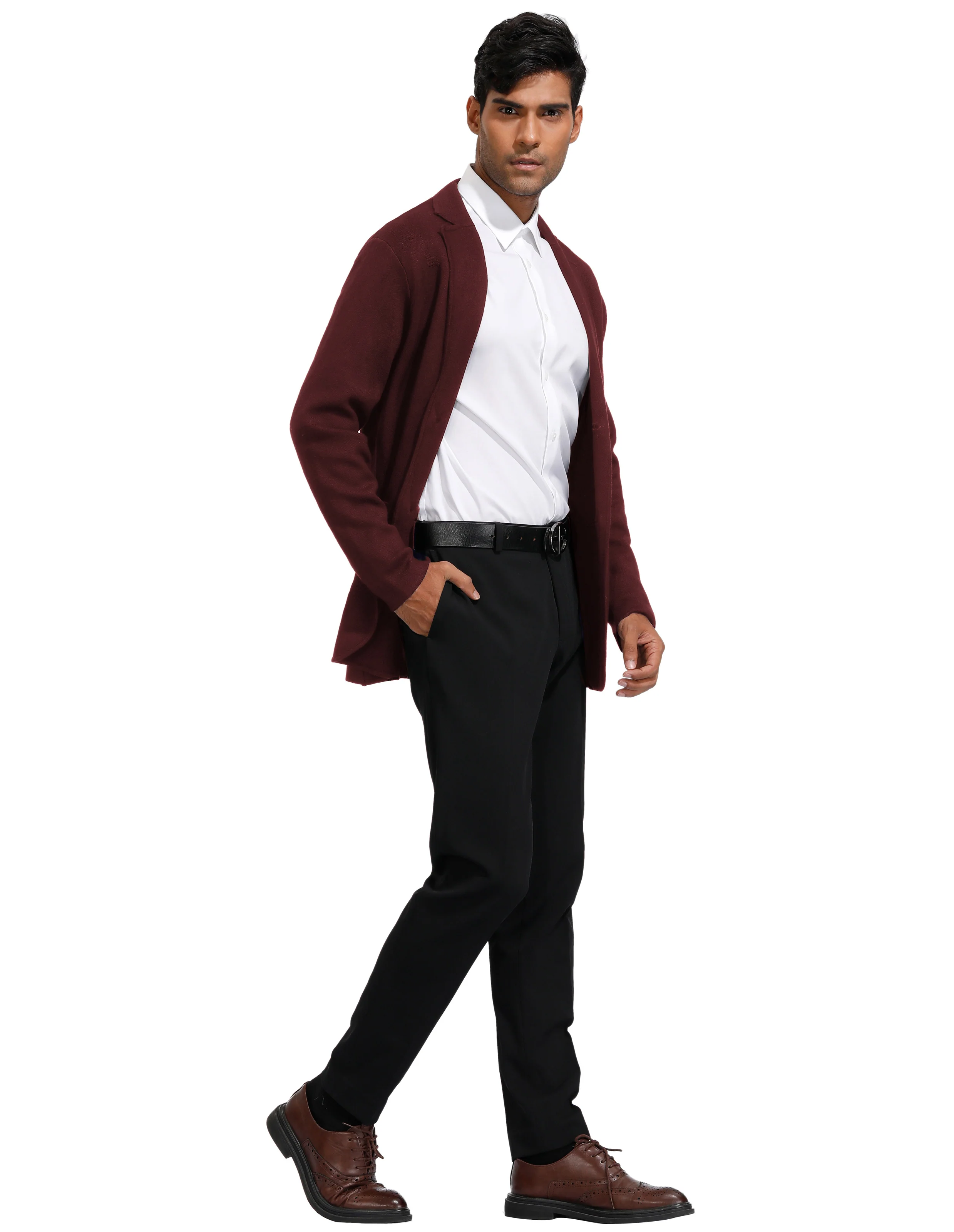 Men's Cardigan Sweater Shawl Collar Two Button Down Knit Blazer Jacket Knitwear - Image 36
