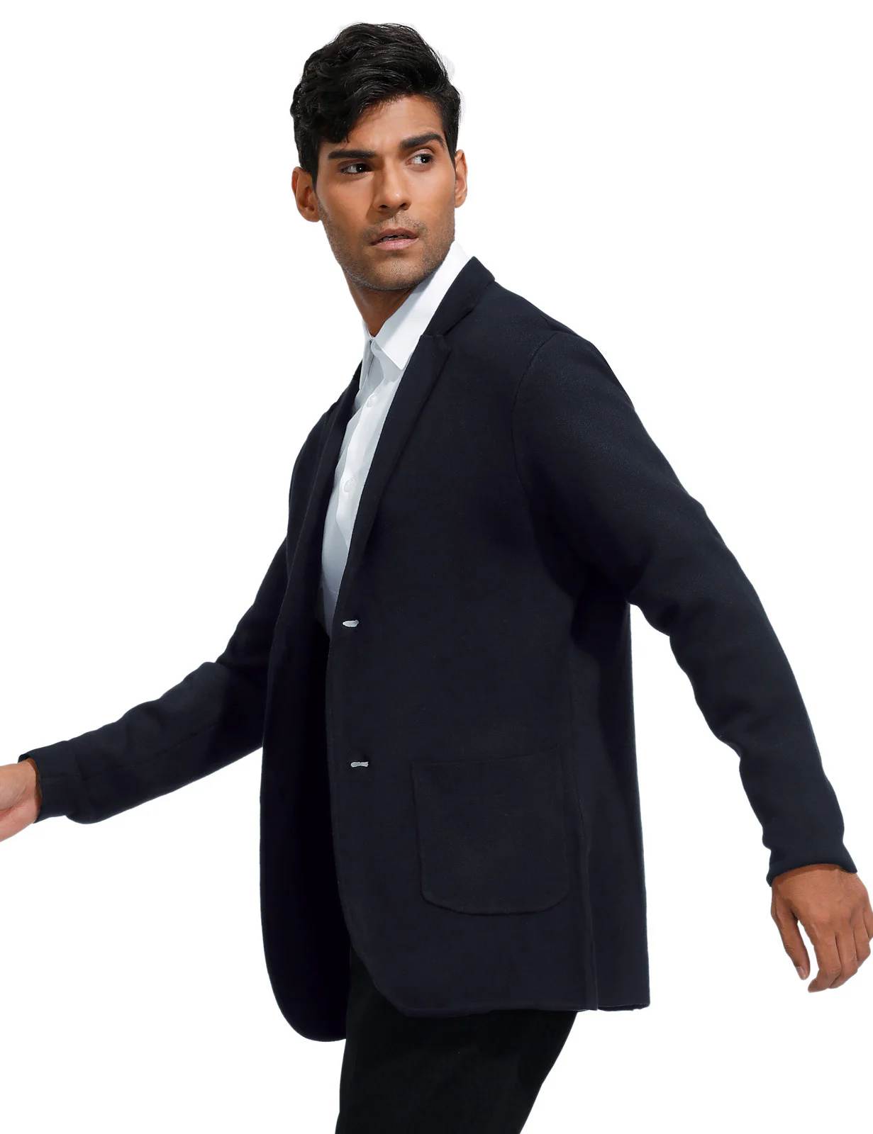 Men's Cardigan Sweater Shawl Collar Two Button Down Knit Blazer Jacket Knitwear - Image 5