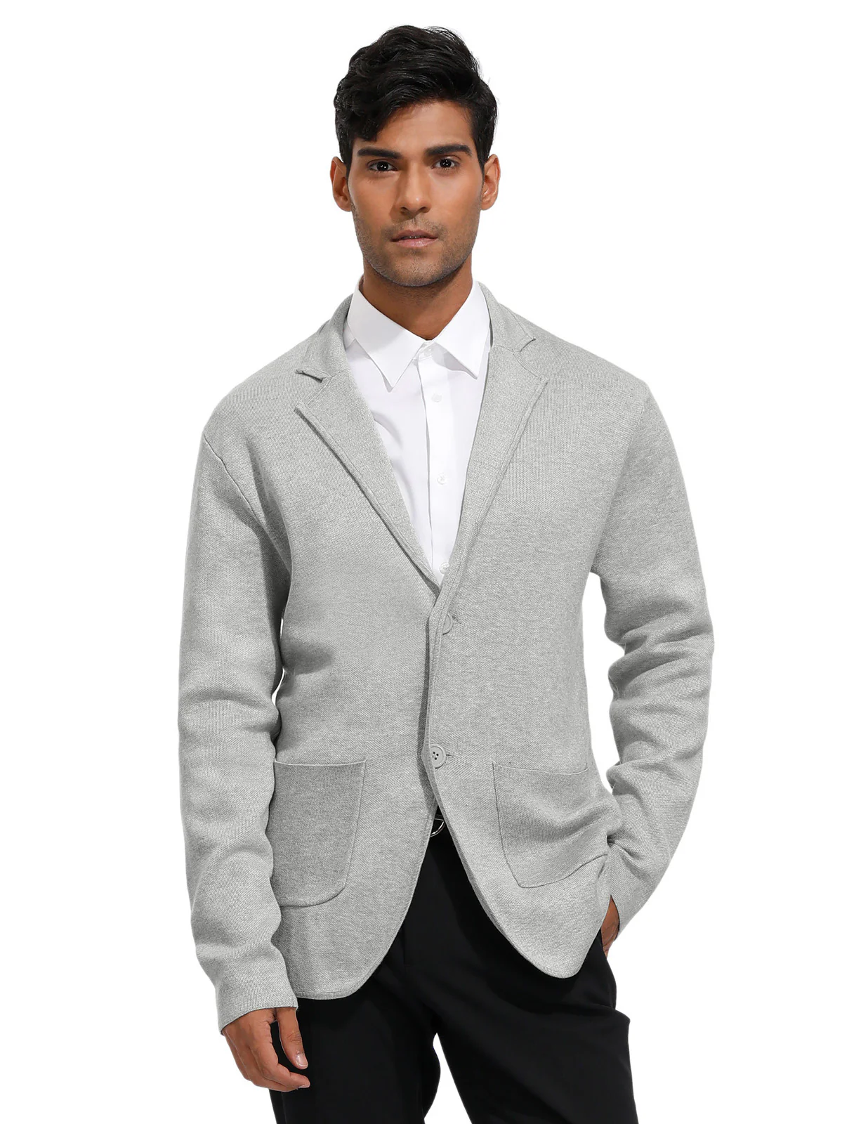 Men's Cardigan Sweater Shawl Collar Two Button Down Knit Blazer Jacket Knitwear - Image 9