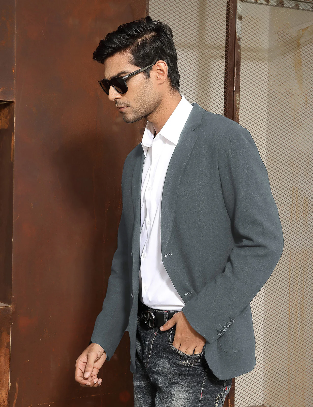 Men's Casual Slim Fit Linen Jacket Lightweight two Buttons Blazer Sport Coat - Image 12