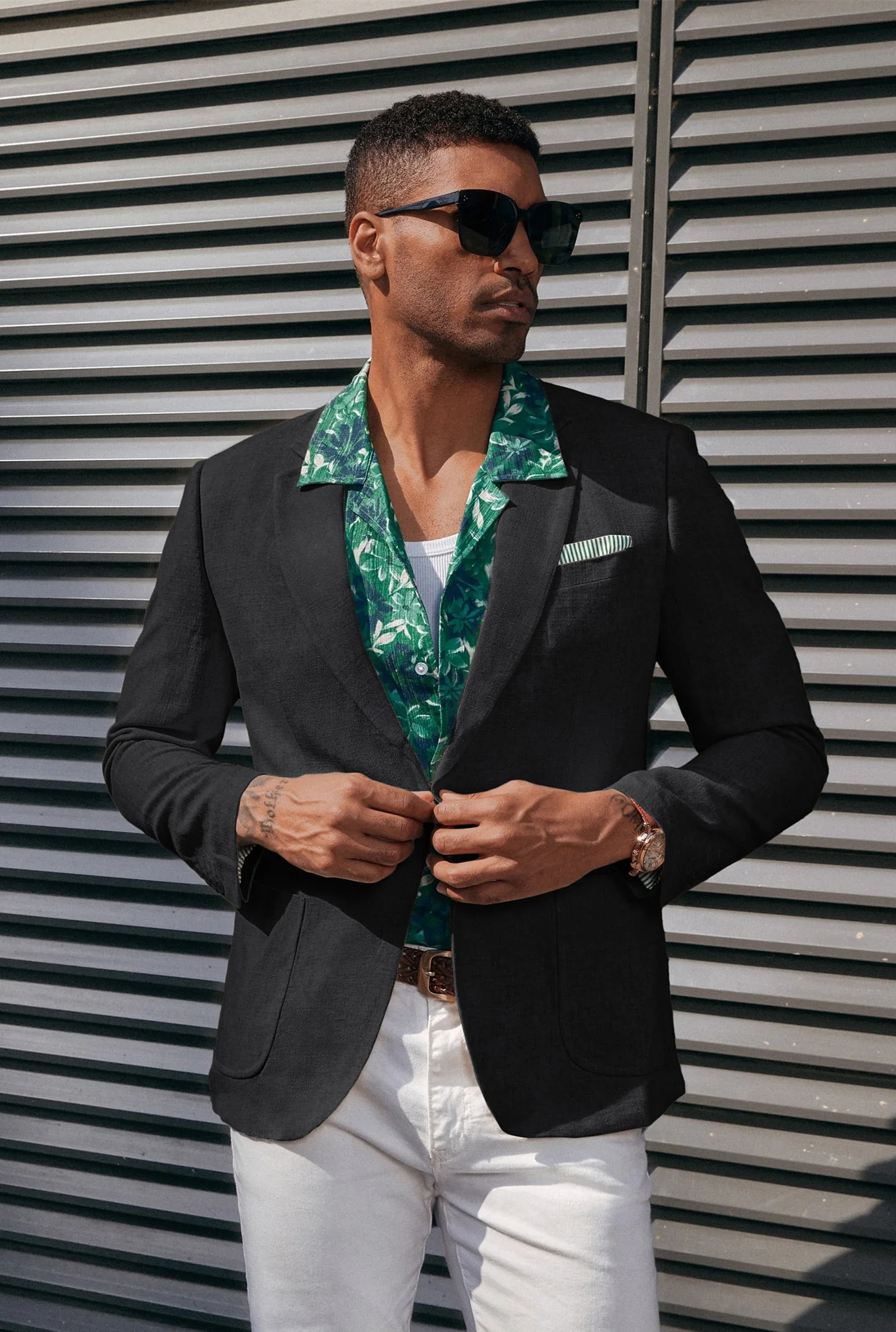 Men's Casual Slim Fit Linen Jacket Lightweight Two Buttons Blazer Sporty Slim Fit Leisure Blazer - Image 11