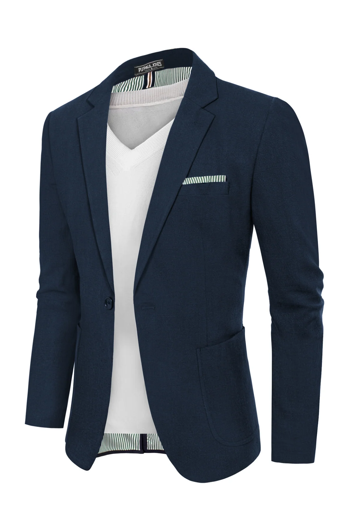 Men's Casual Slim Fit Linen Jacket Lightweight Two Buttons Blazer Sporty Slim Fit Leisure Blazer - Image 14