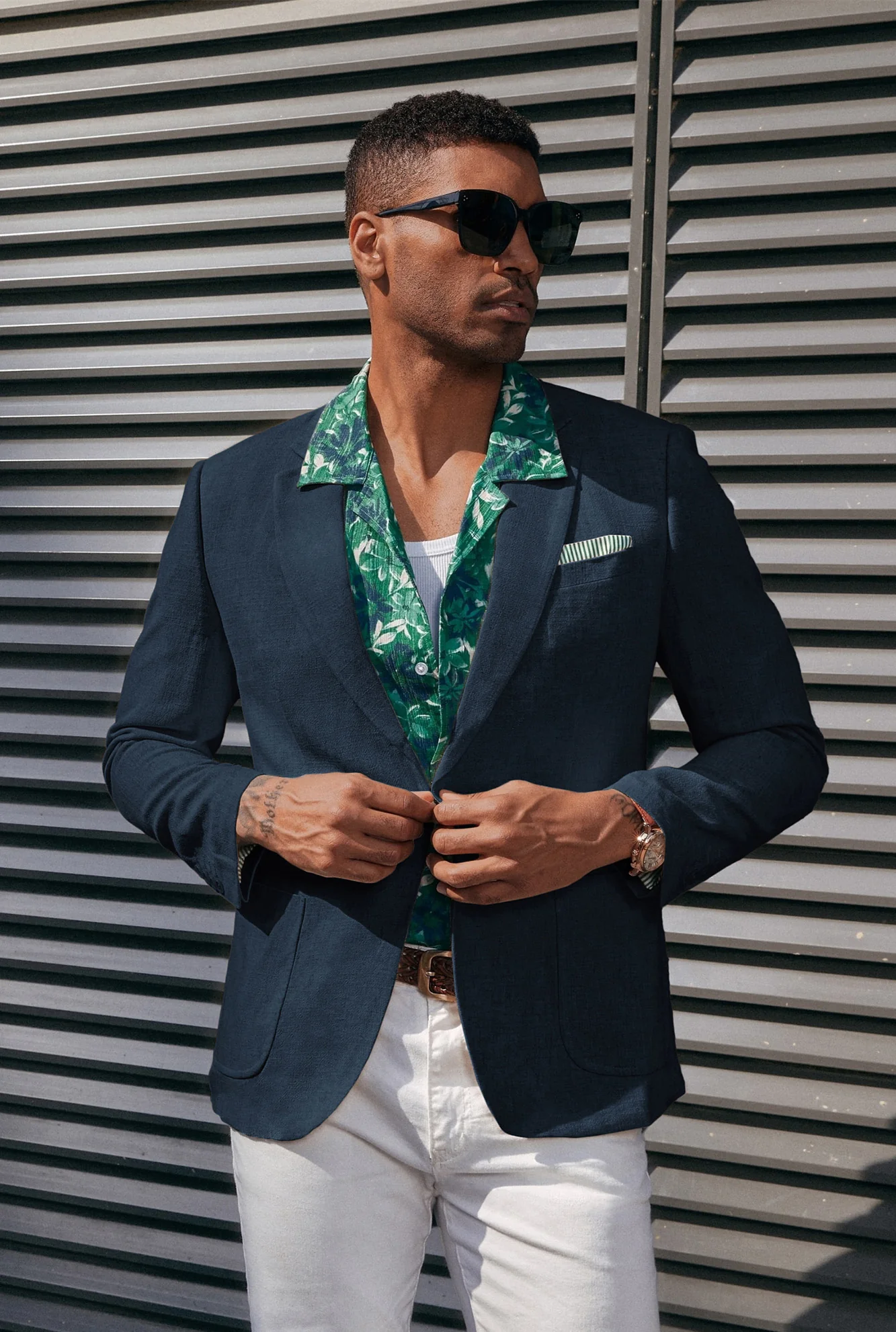 Men's Casual Slim Fit Linen Jacket Lightweight Two Buttons Blazer Sporty Slim Fit Leisure Blazer - Image 16