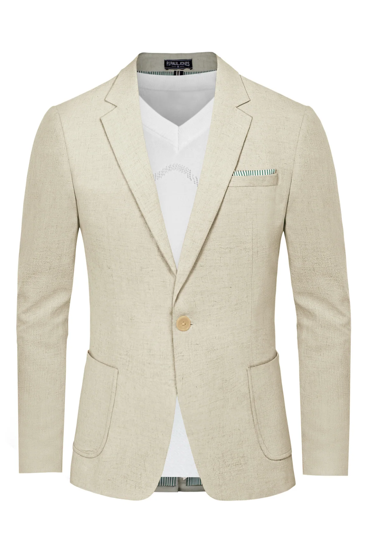 Men's Casual Slim Fit Linen Jacket Lightweight Two Buttons Blazer Sporty Slim Fit Leisure Blazer - Image 3