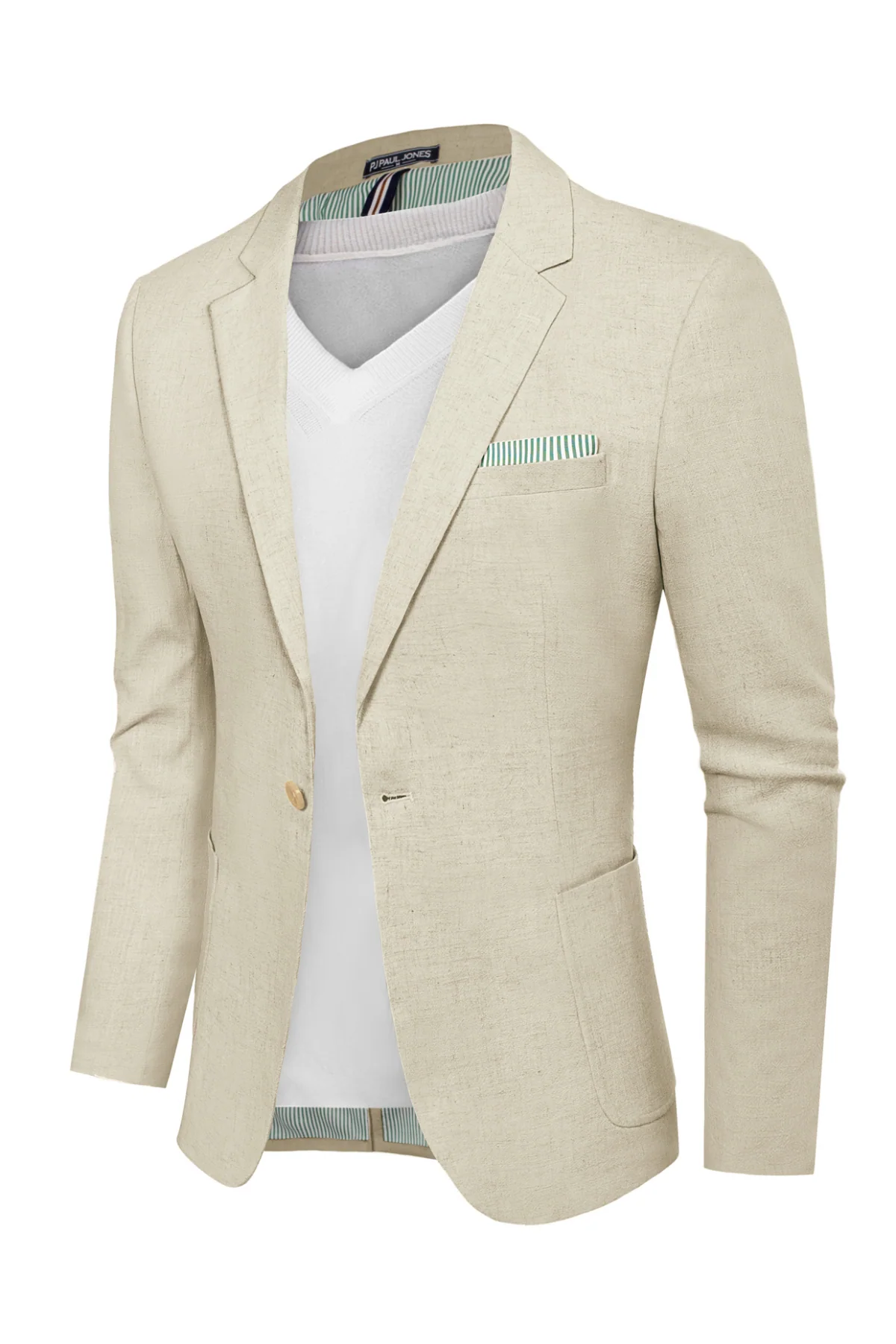 Men's Casual Slim Fit Linen Jacket Lightweight Two Buttons Blazer Sporty Slim Fit Leisure Blazer - Image 4
