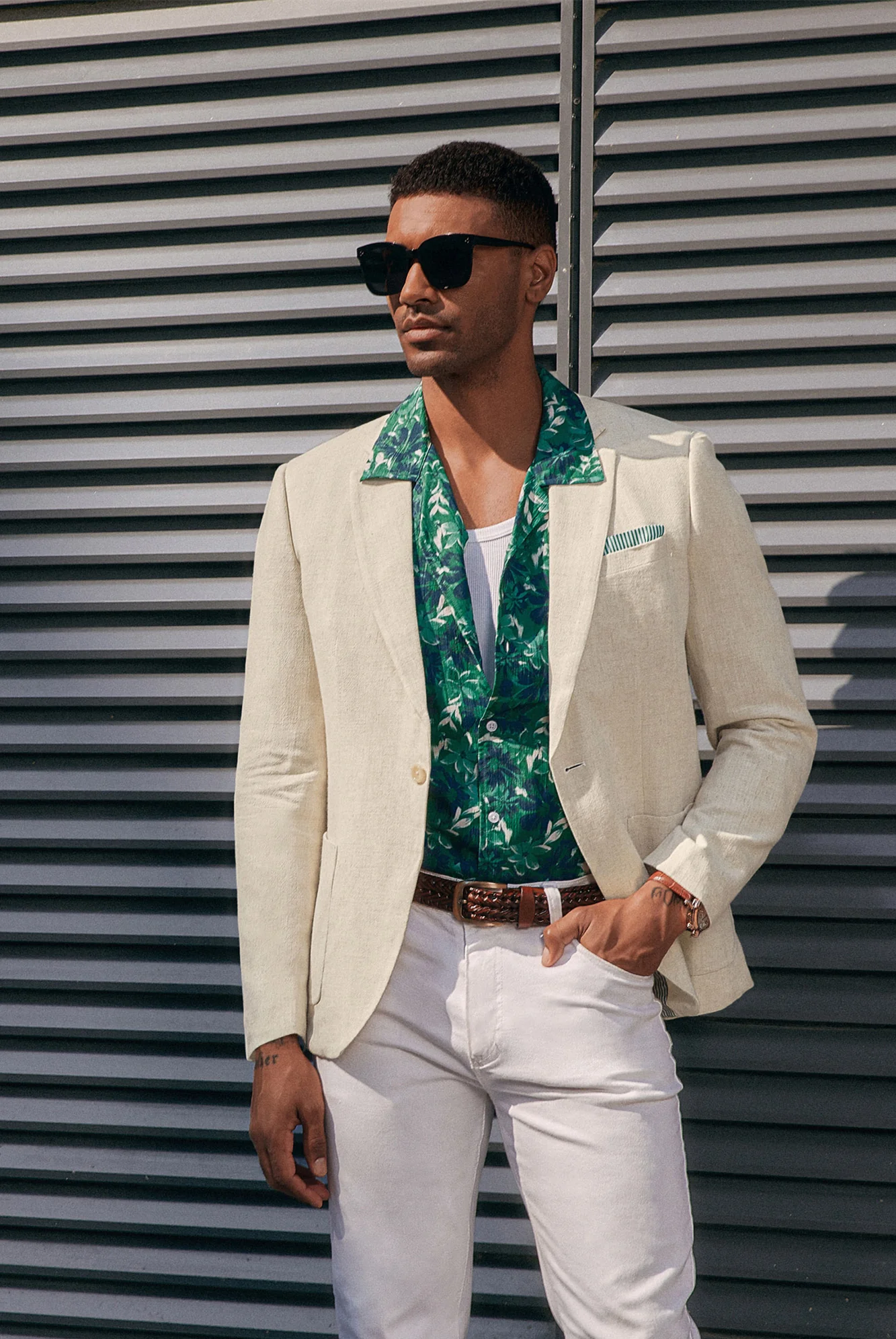 Men's Casual Slim Fit Linen Jacket Lightweight Two Buttons Blazer Sporty Slim Fit Leisure Blazer - Image 5