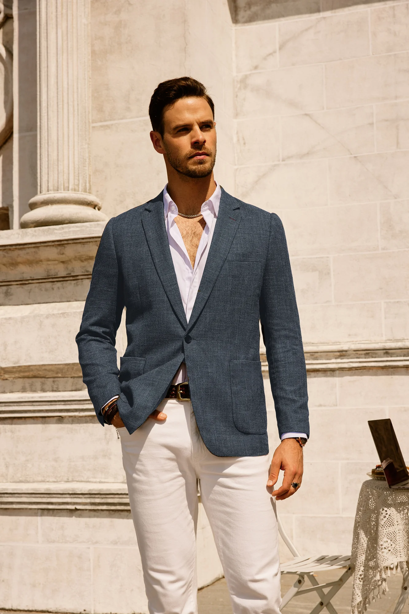 Mens Casual Suit One Button Blazer Jackets Linen Sport Coat with 5 Real Pockets - Image 20