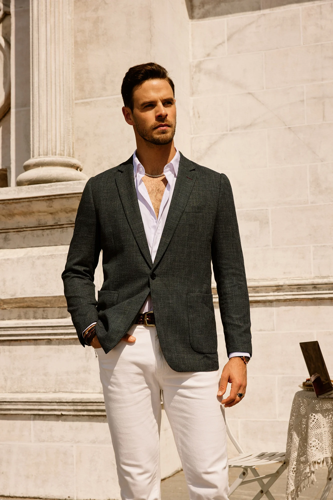 Mens Casual Suit One Button Blazer Jackets Linen Sport Coat with 5 Real Pockets - Image 5