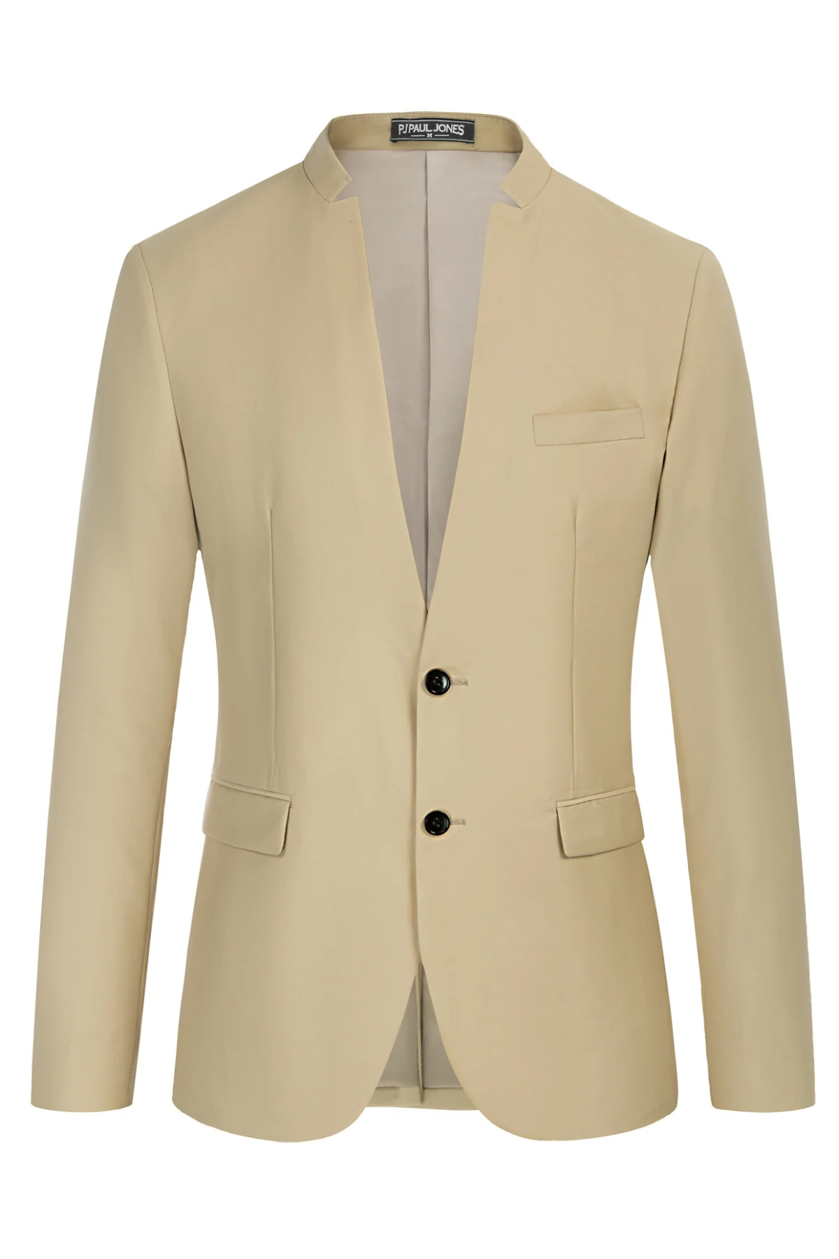 Mens Casual Suit Two Button Blazer Jackets Stand Mandarin Collar Sport Coat - Image 11