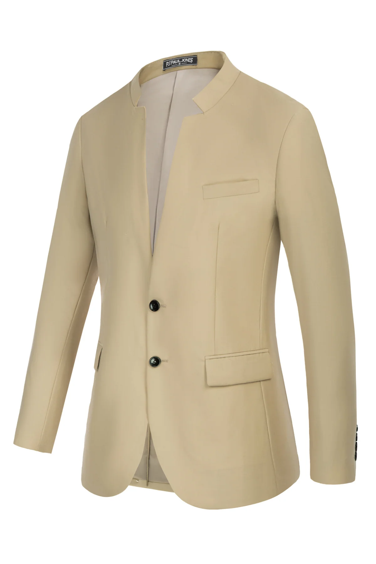 Mens Casual Suit Two Button Blazer Jackets Stand Mandarin Collar Sport Coat - Image 12