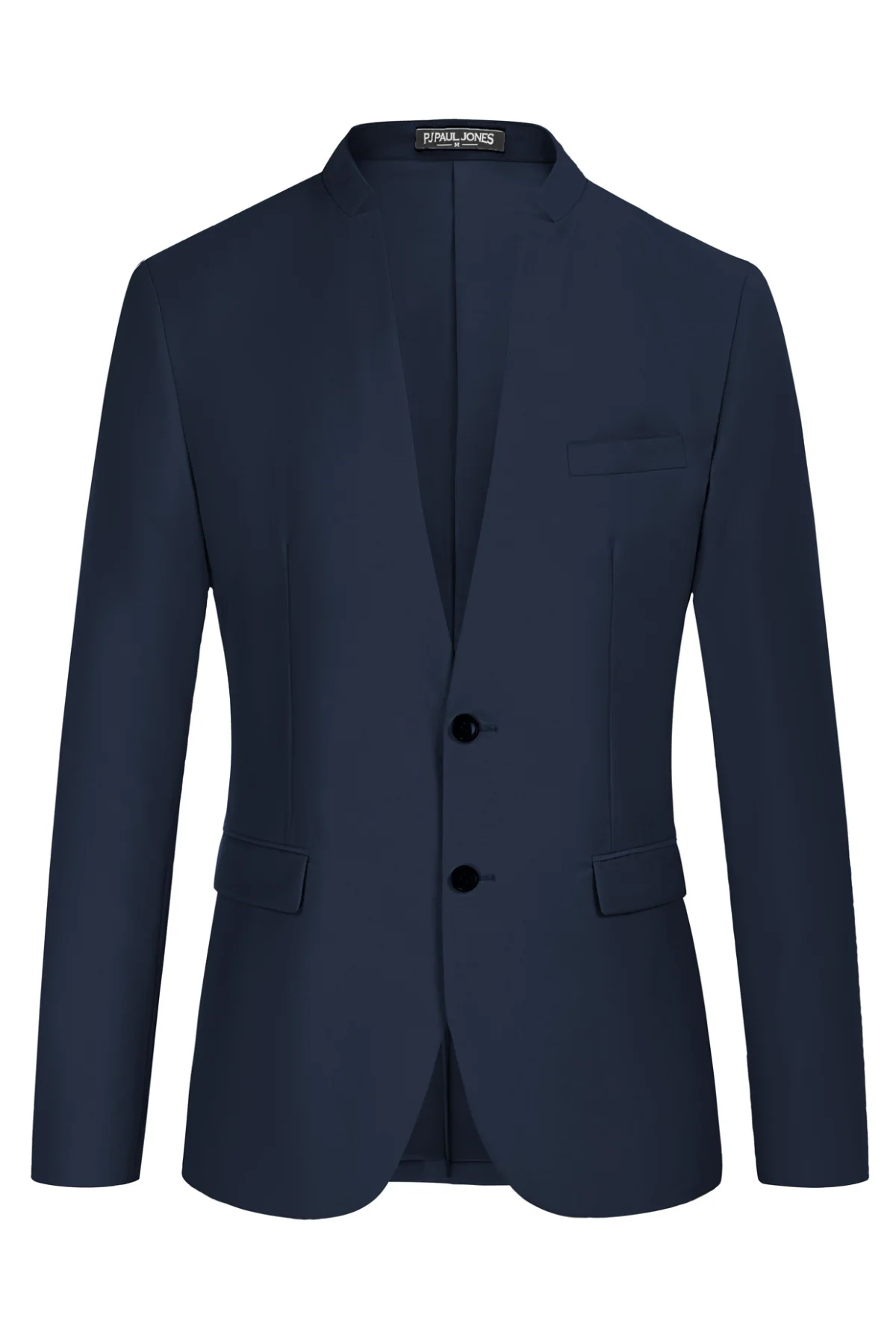 Mens Casual Suit Two Button Blazer Jackets Stand Mandarin Collar Sport Coat - Image 3