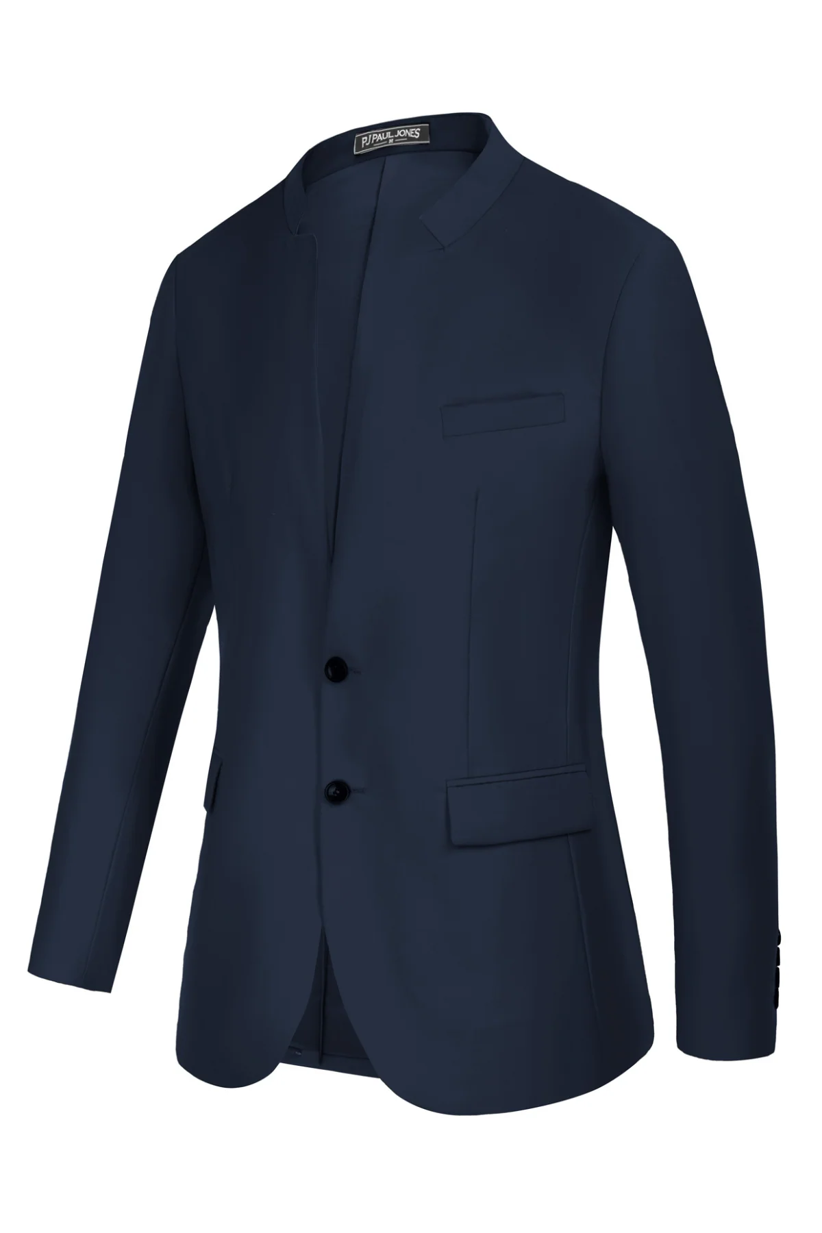 Mens Casual Suit Two Button Blazer Jackets Stand Mandarin Collar Sport Coat - Image 4