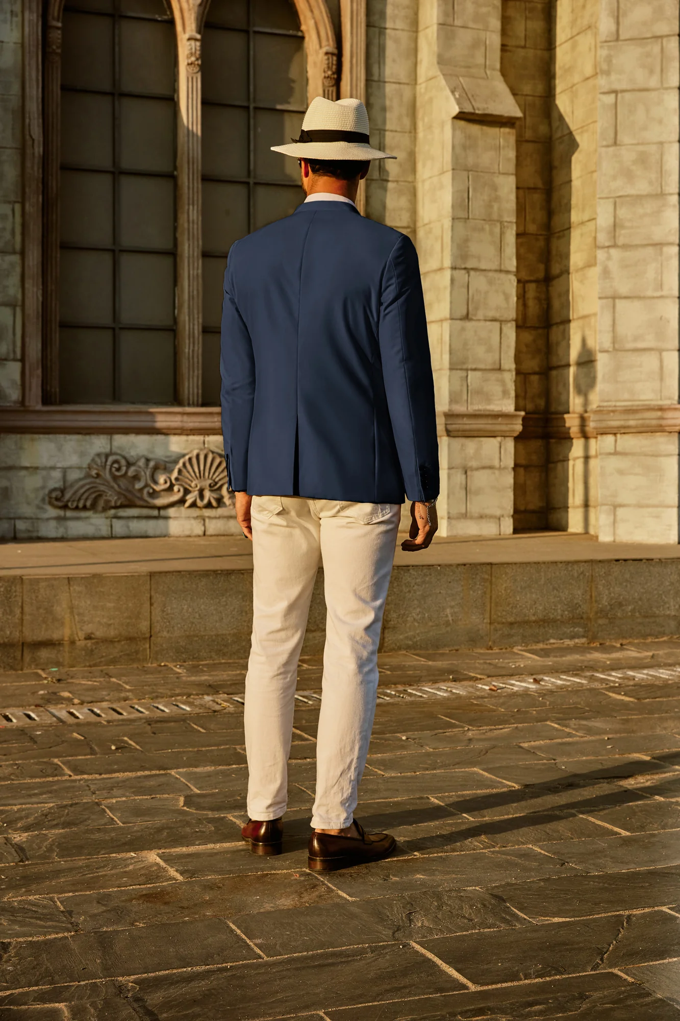 Mens Casual Suit Two Button Blazer Jackets Stand Mandarin Collar Sport Coat - Image 8