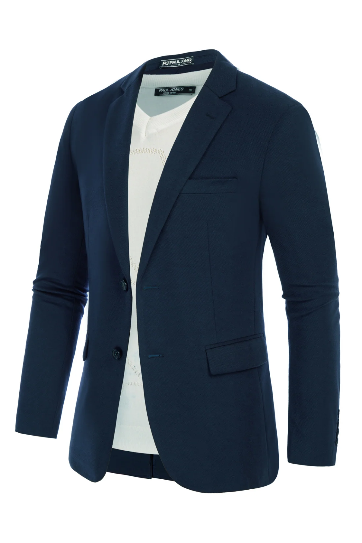 Men's Herringbone Blazer Jacket Two Buttons Lightweight Casual Knit Sport Coat - Image 13