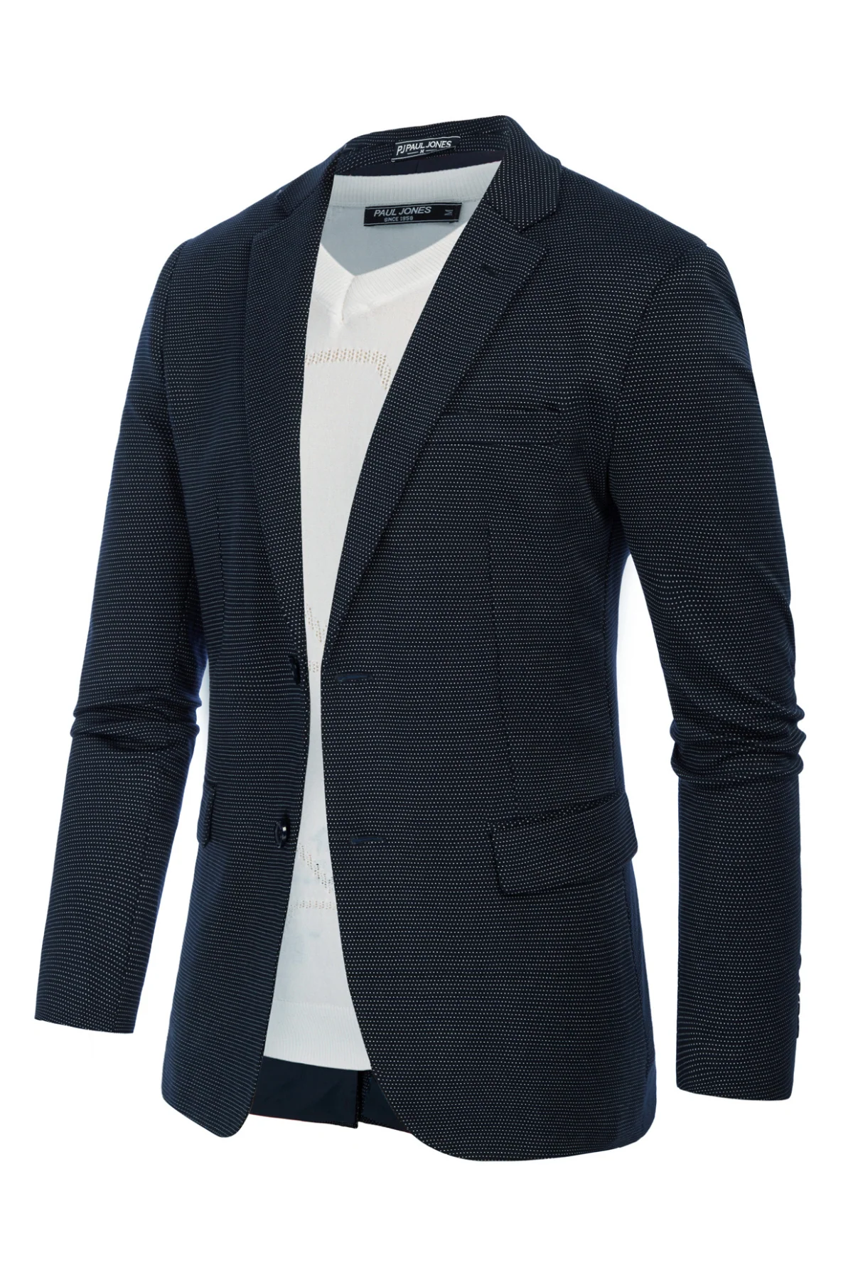 Men's Herringbone Blazer Jacket Two Buttons Lightweight Casual Knit Sport Coat - Image 3