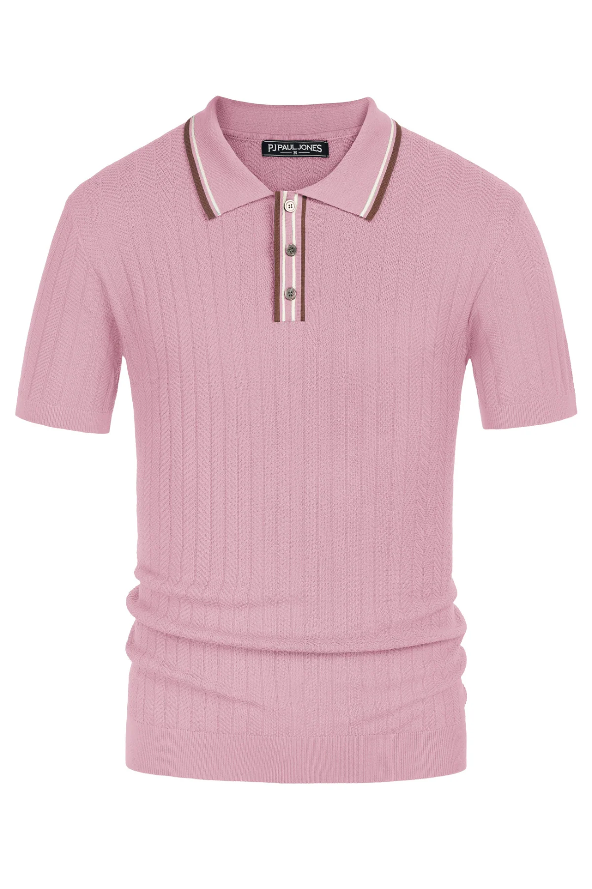 Mens Knitted Polo Shirts Short Sleeve Textured Pullover Golf Polo Pullover T Shirts - Image 28