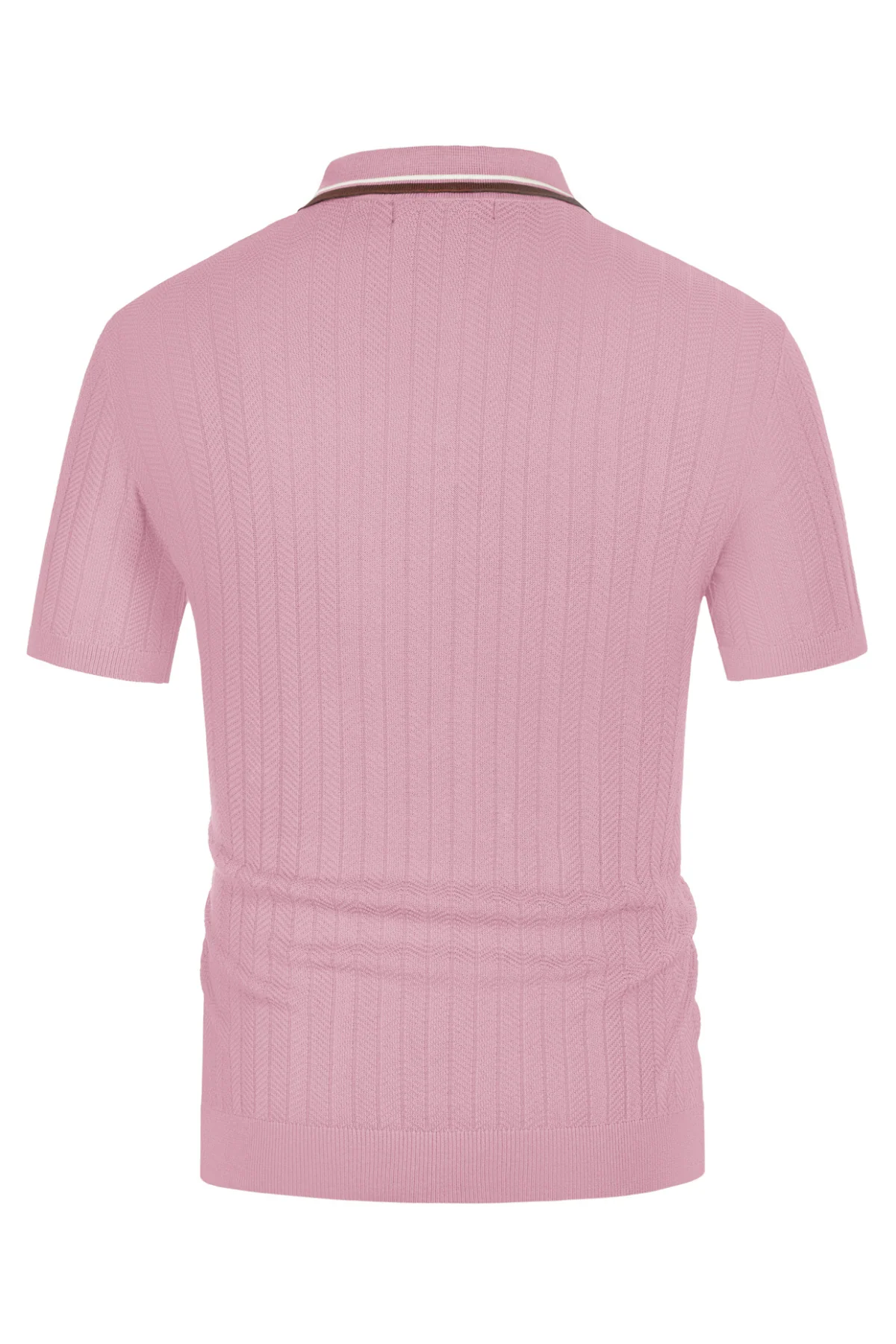 Mens Knitted Polo Shirts Short Sleeve Textured Pullover Golf Polo Pullover T Shirts - Image 29