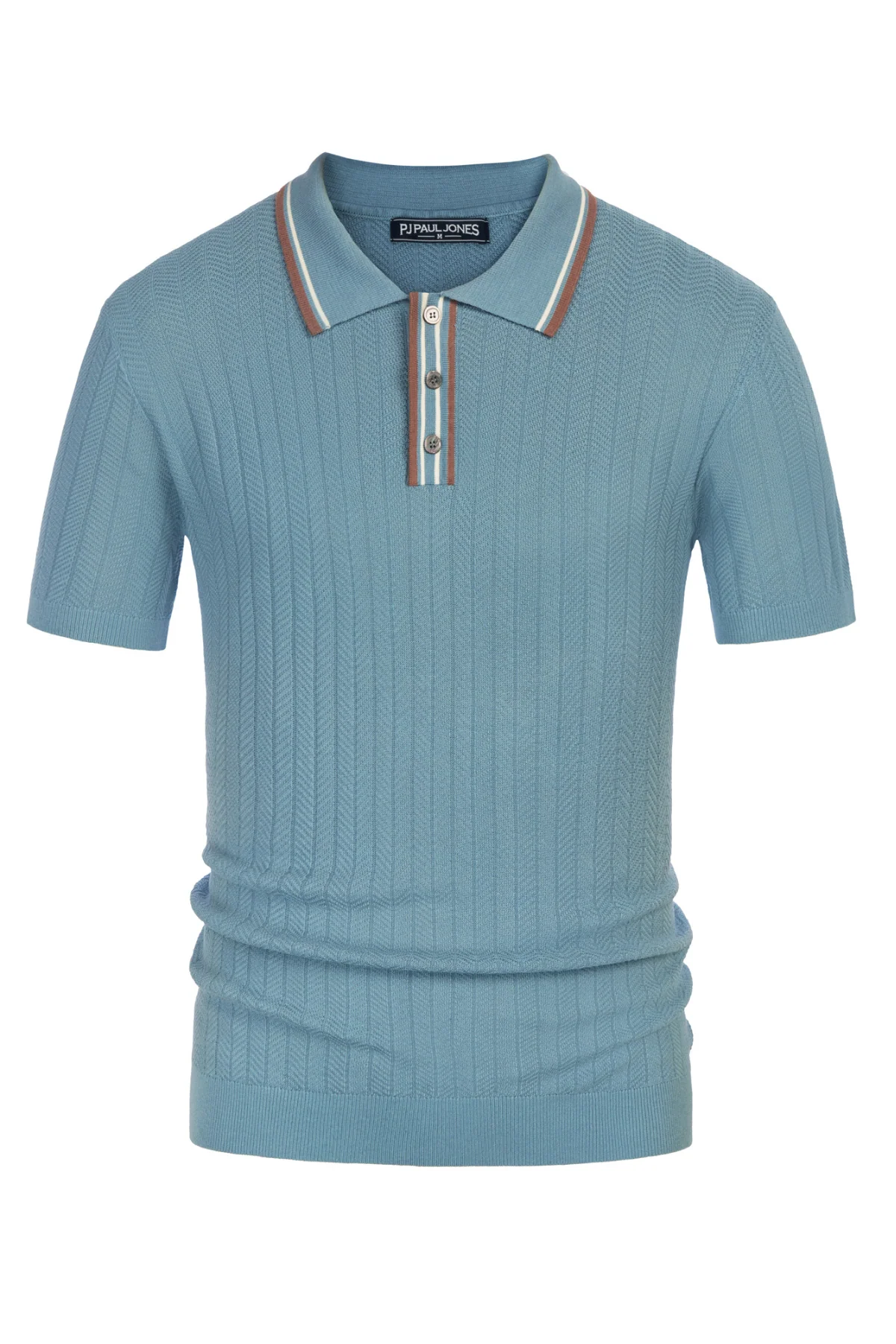 Mens Knitted Polo Shirts Short Sleeve Textured Pullover Golf Polo Pullover T Shirts - Image 3