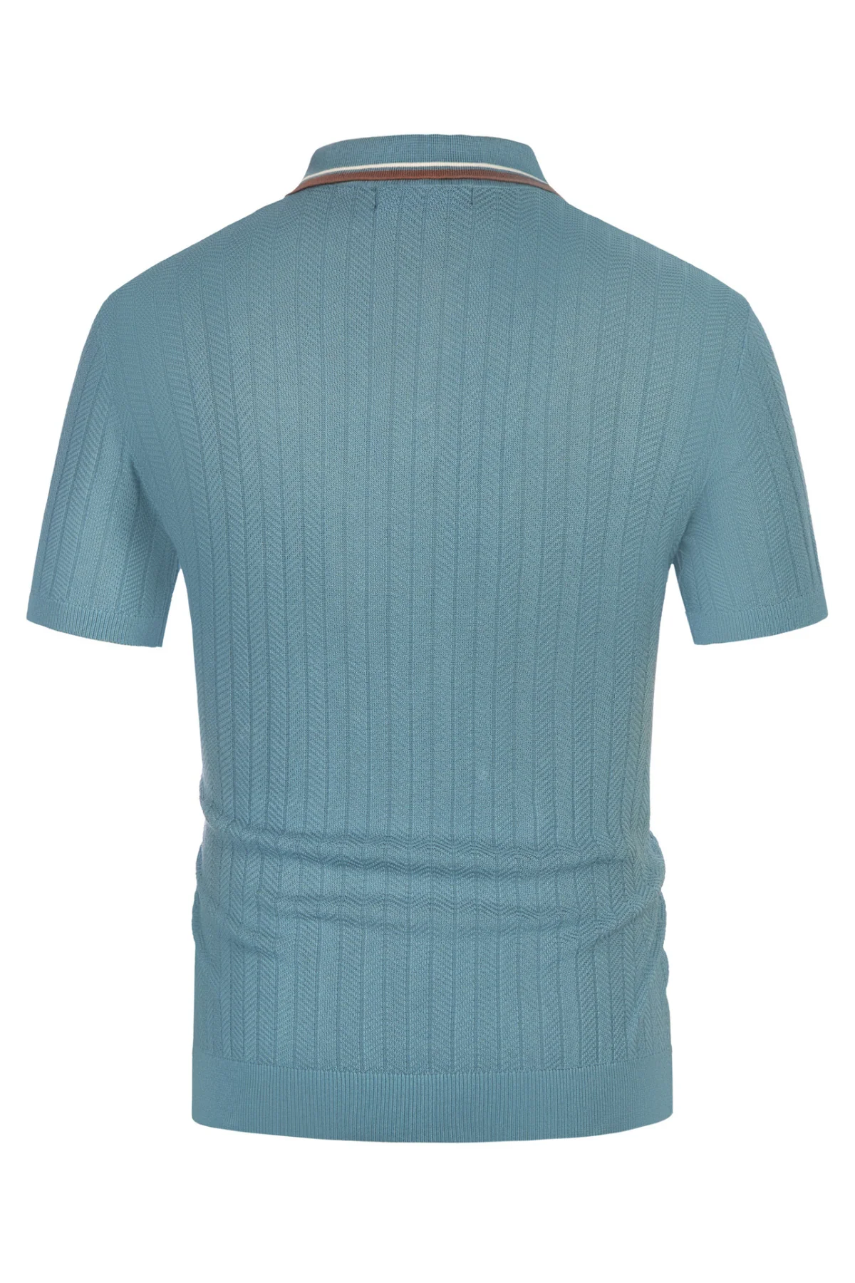 Mens Knitted Polo Shirts Short Sleeve Textured Pullover Golf Polo Pullover T Shirts - Image 4