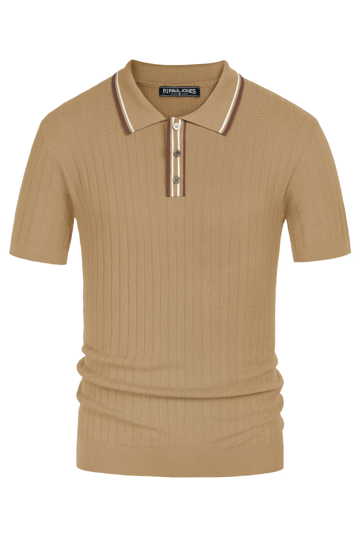 Mens Knitted Polo Shirts Short Sleeve Textured Pullover Golf Polo Pullover T Shirts - Image 43