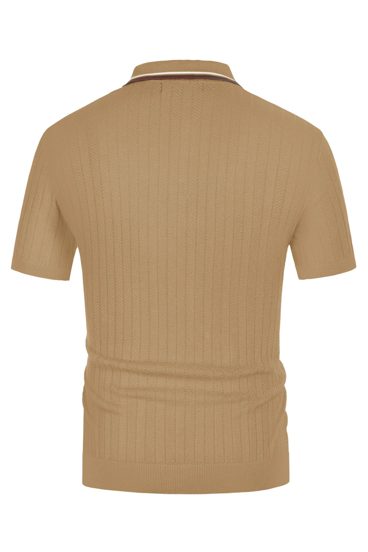Mens Knitted Polo Shirts Short Sleeve Textured Pullover Golf Polo Pullover T Shirts - Image 44