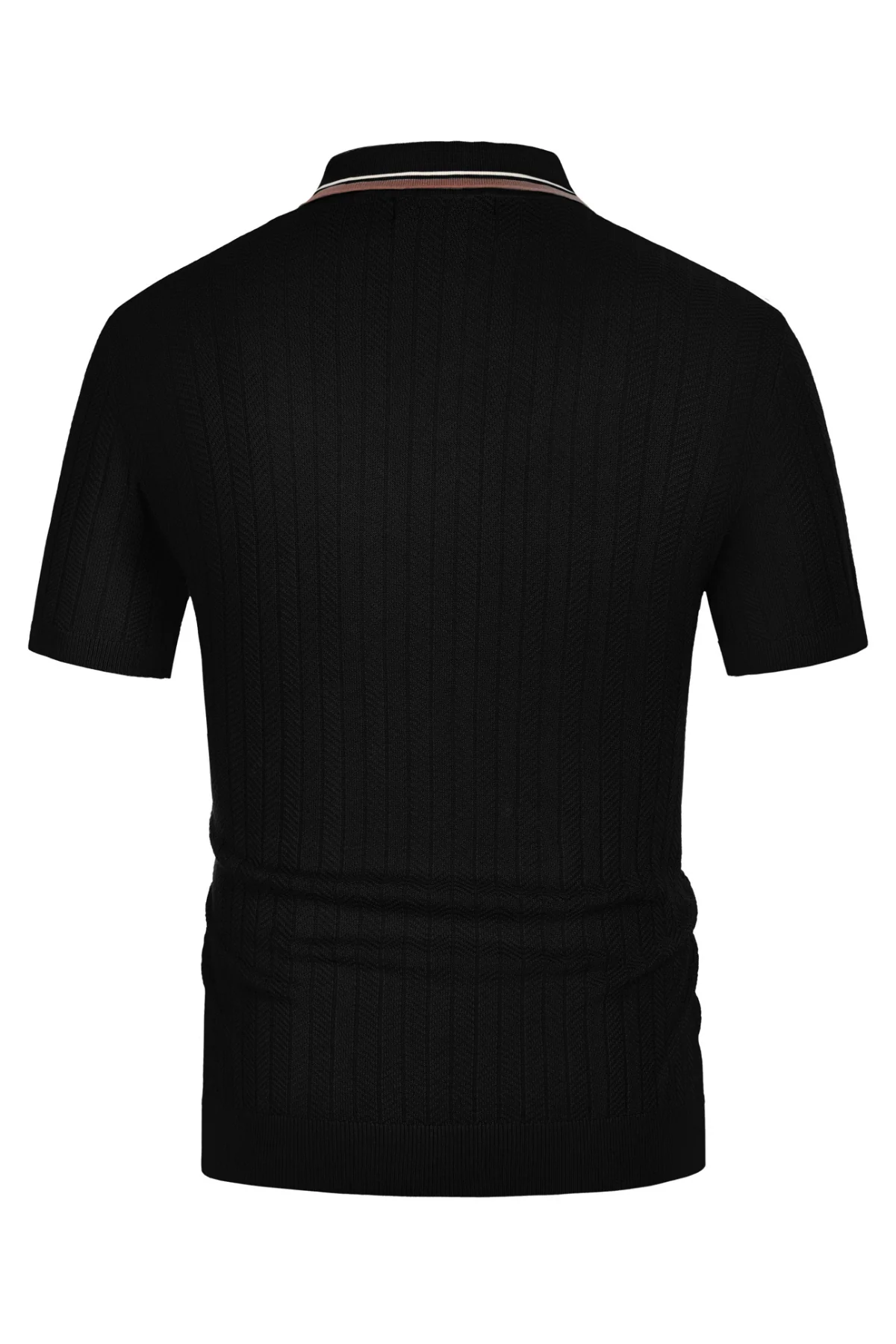 Mens Knitted Polo Shirts Short Sleeve Textured Pullover Golf Polo Pullover T Shirts - Image 9