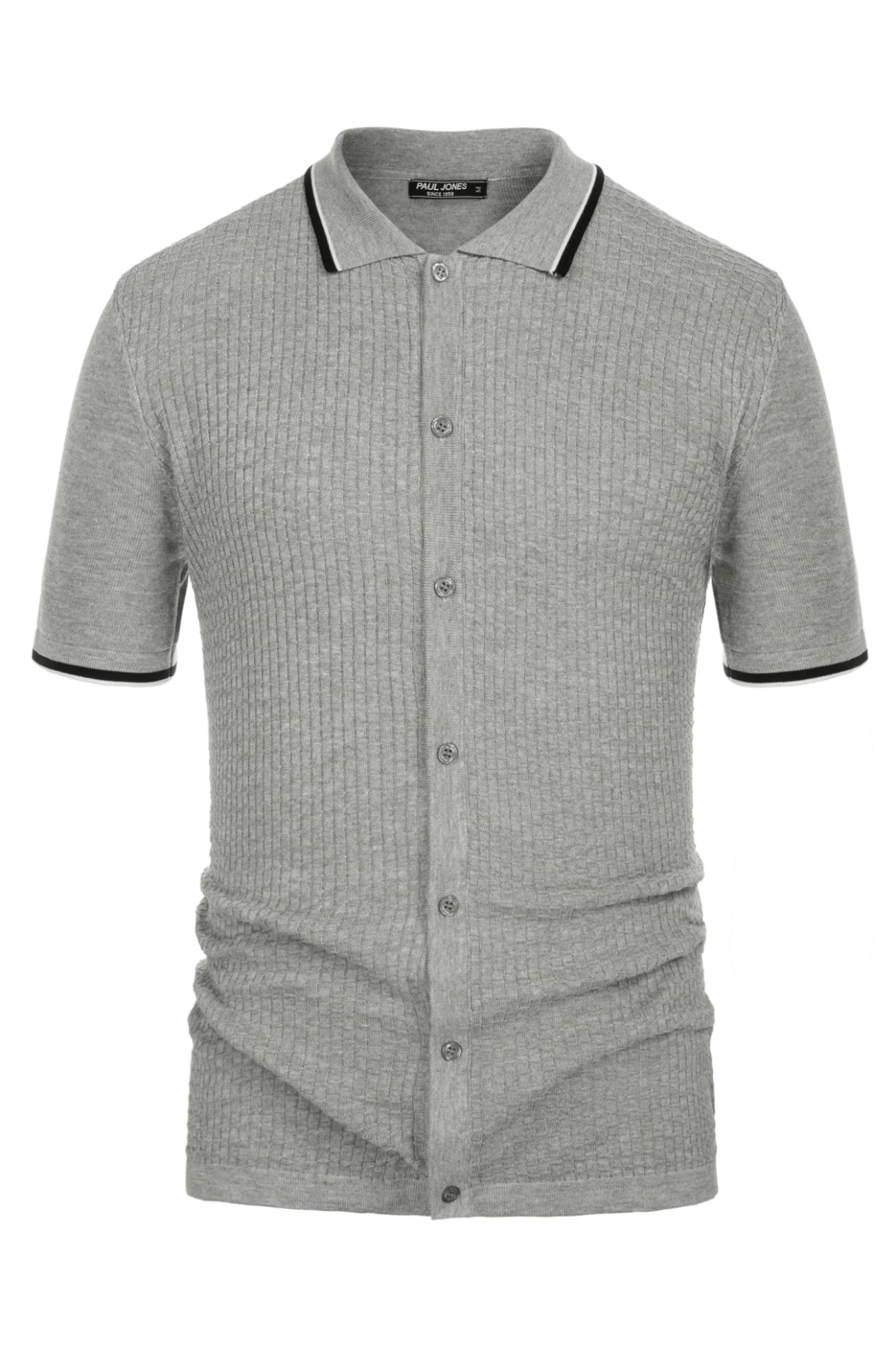 Mens Knitted Polo Cardigans Shirts Quarter Zip Polo T Shirt - Image 18