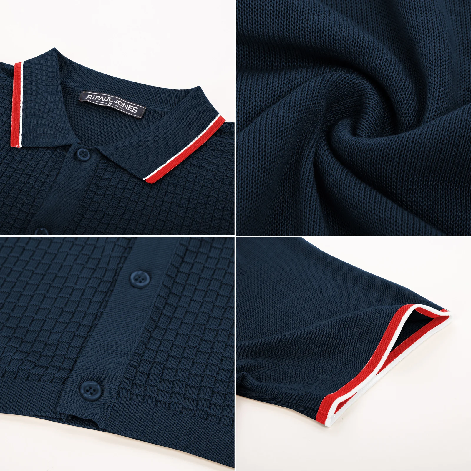 Mens Knitted Polo Cardigans Shirts Quarter Zip Polo T Shirt - Image 27