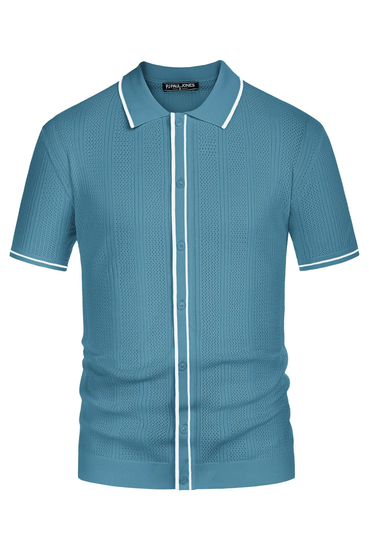 Men's Polo Shirt Vintage Short Sleeve Knit Cardigans  Shirts Casual Lightweight Hollow Out Shirt - Image 23
