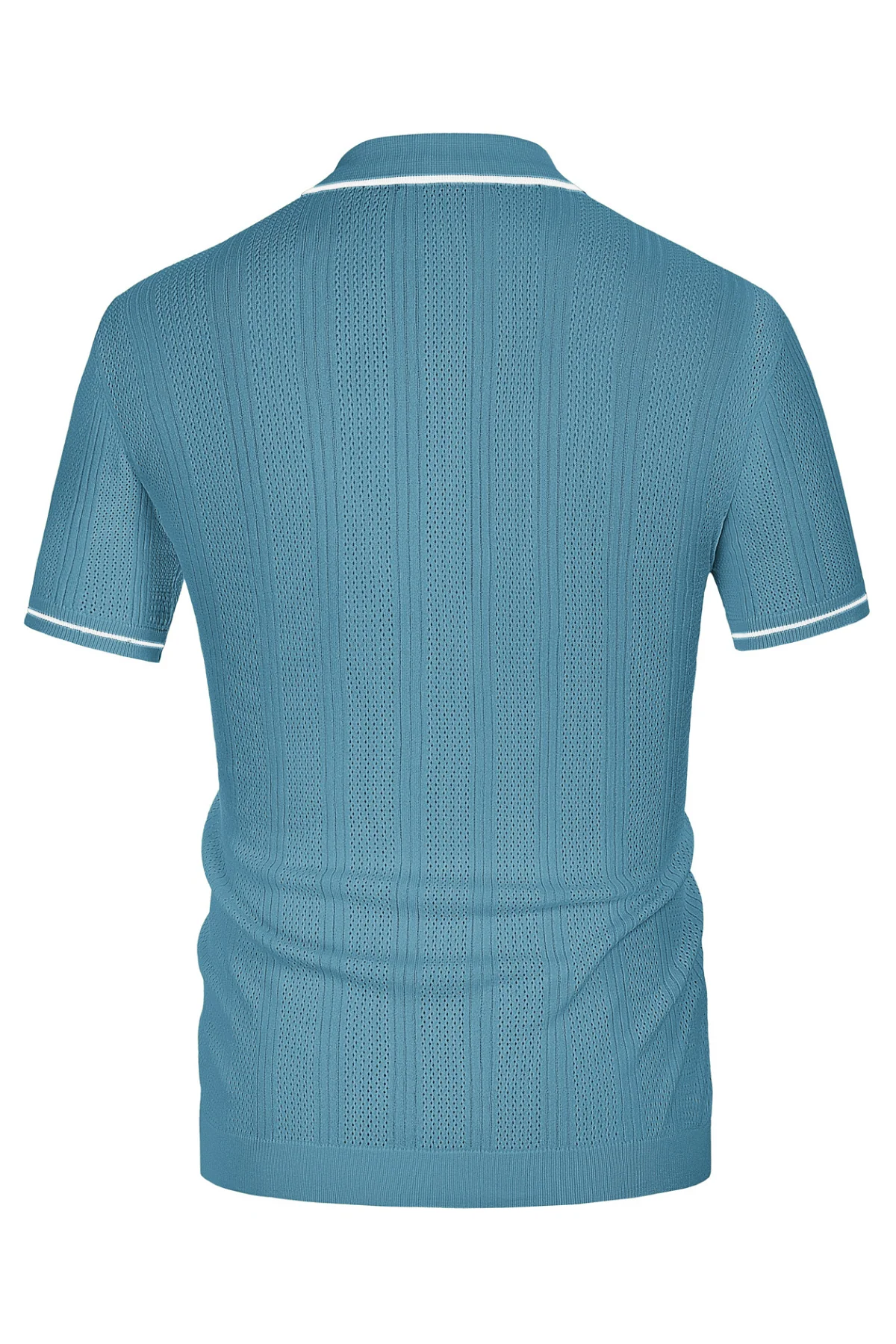 Men's Polo Shirt Vintage Short Sleeve Knit Cardigans  Shirts Casual Lightweight Hollow Out Shirt - Image 24