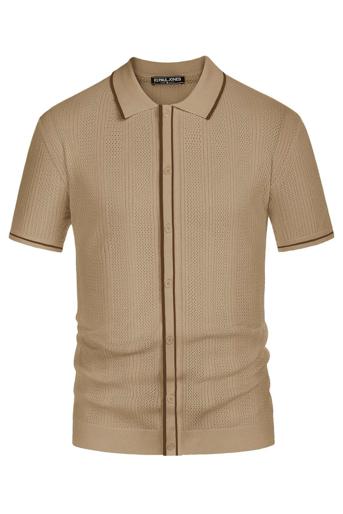 Men's Polo Shirt Vintage Short Sleeve Knit Cardigans  Shirts Casual Lightweight Hollow Out Shirt - Image 28