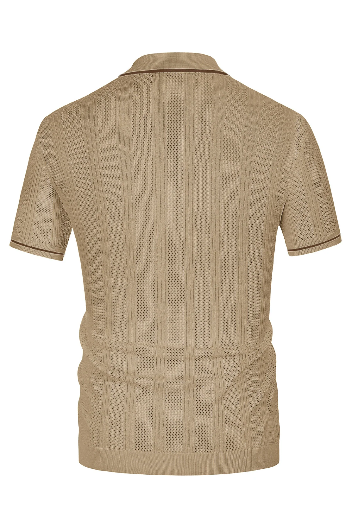 Men's Polo Shirt Vintage Short Sleeve Knit Cardigans  Shirts Casual Lightweight Hollow Out Shirt - Image 29