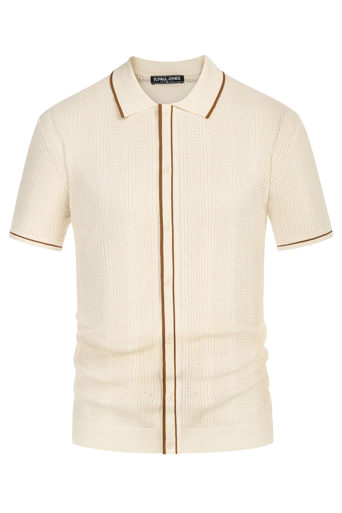 Men's Polo Shirt Vintage Short Sleeve Knit Cardigans  Shirts Casual Lightweight Hollow Out Shirt - Image 3