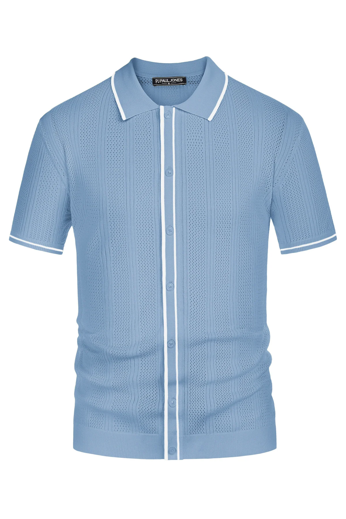 Men's Polo Shirt Vintage Short Sleeve Knit Cardigans  Shirts Casual Lightweight Hollow Out Shirt - Image 33