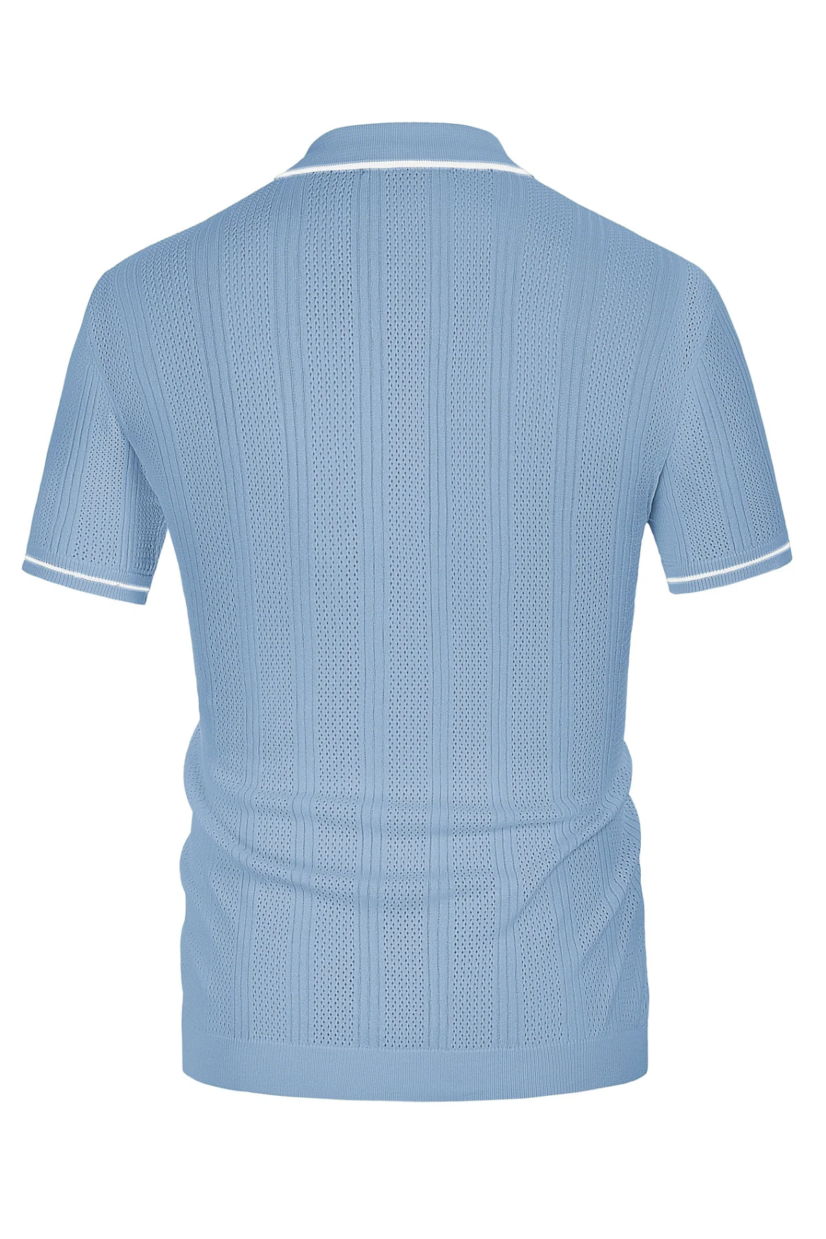 Men's Polo Shirt Vintage Short Sleeve Knit Cardigans  Shirts Casual Lightweight Hollow Out Shirt - Image 34
