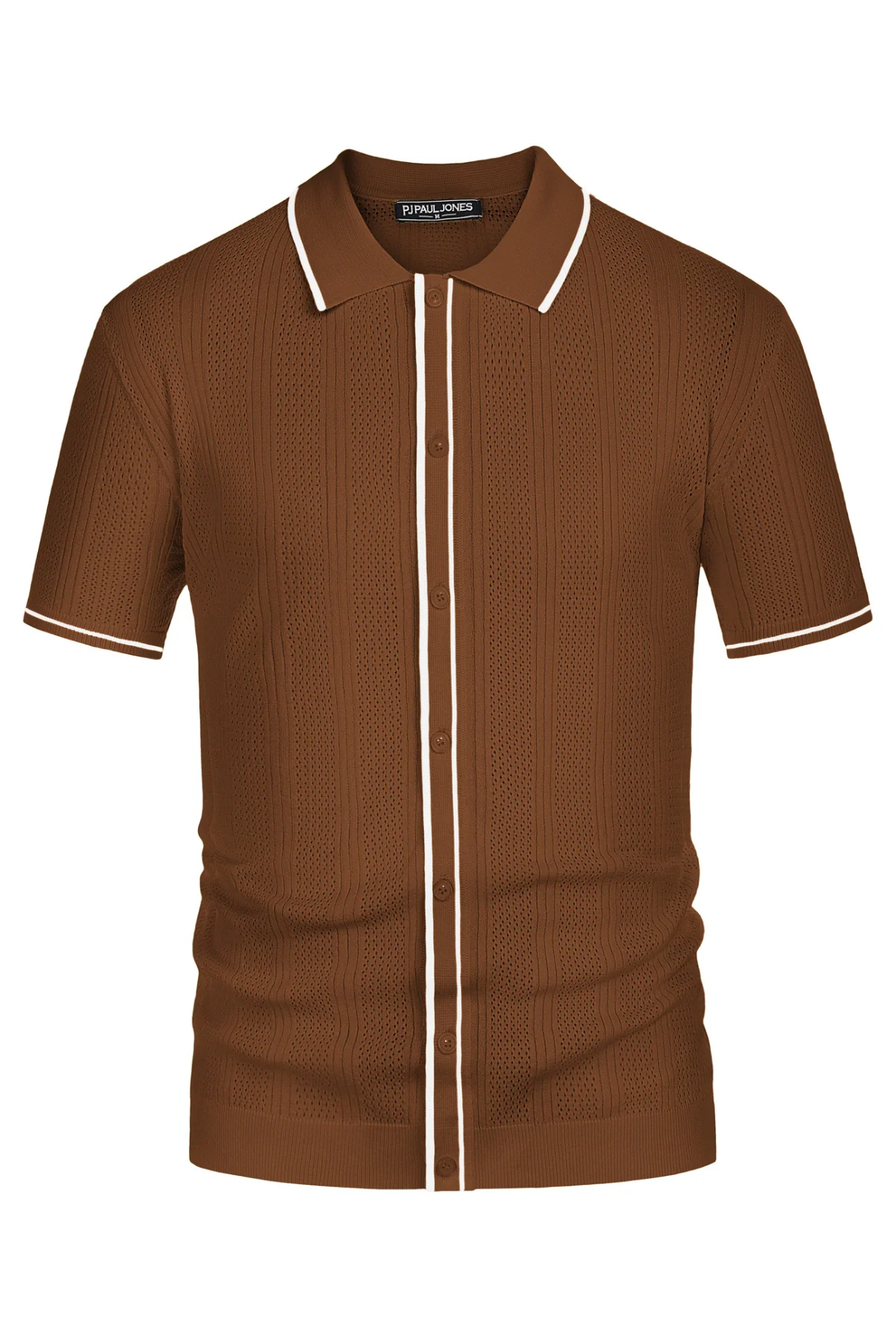 Men's Polo Shirt Vintage Short Sleeve Knit Cardigans  Shirts Casual Lightweight Hollow Out Shirt - Image 38
