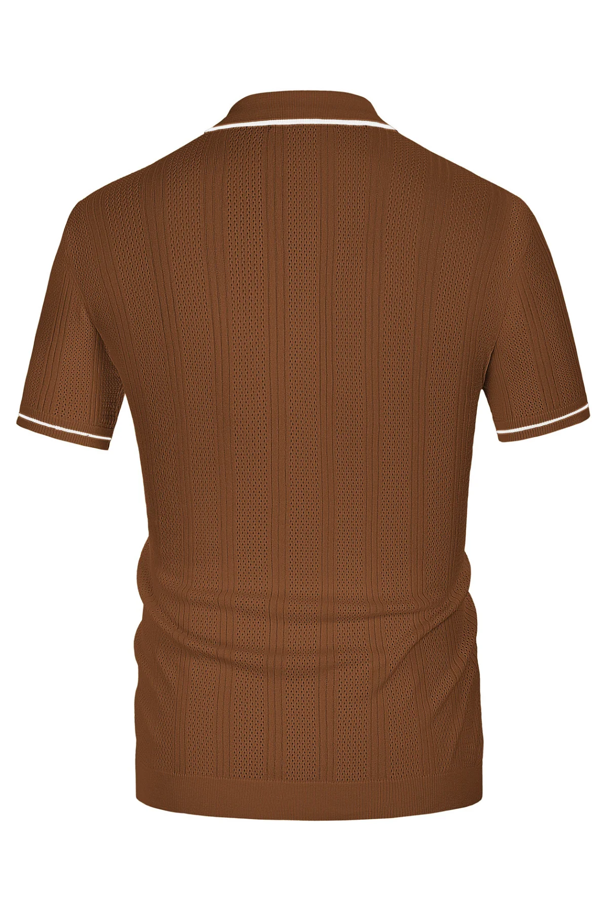 Men's Polo Shirt Vintage Short Sleeve Knit Cardigans  Shirts Casual Lightweight Hollow Out Shirt - Image 39