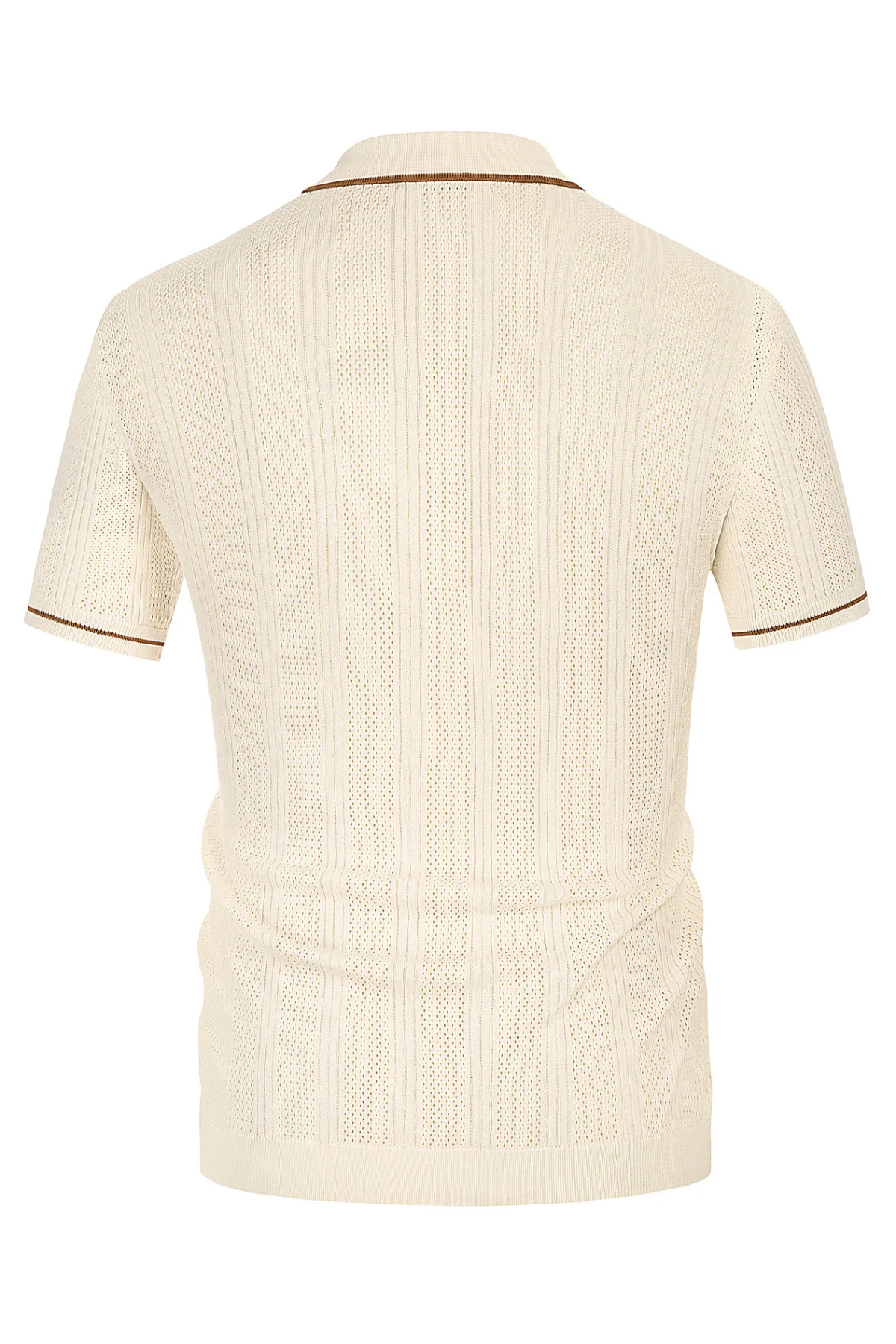Men's Polo Shirt Vintage Short Sleeve Knit Cardigans  Shirts Casual Lightweight Hollow Out Shirt - Image 4
