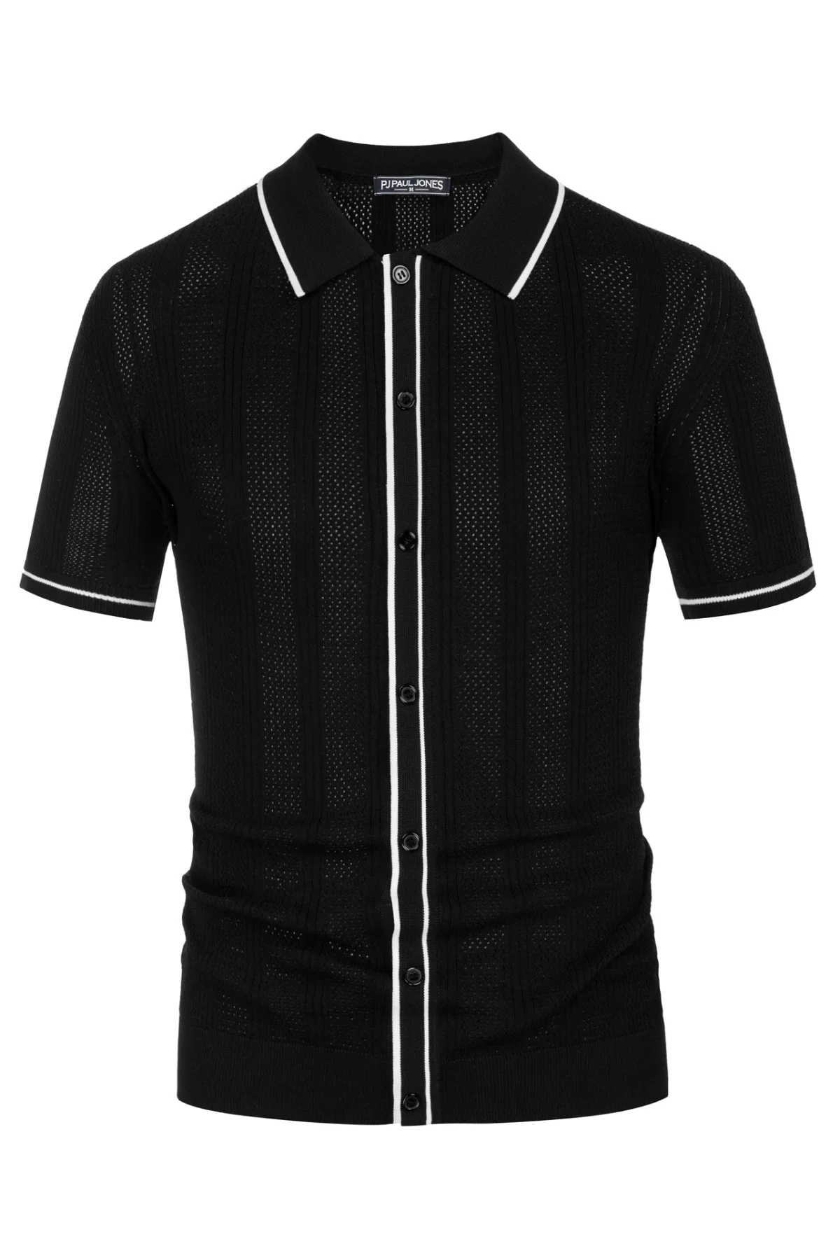 Men's Polo Shirt Vintage Short Sleeve Knit Cardigans  Shirts Casual Lightweight Hollow Out Shirt - Image 8