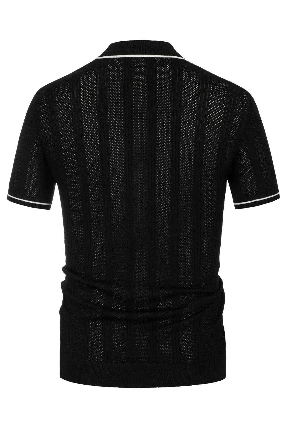 Men's Polo Shirt Vintage Short Sleeve Knit Cardigans  Shirts Casual Lightweight Hollow Out Shirt - Image 9