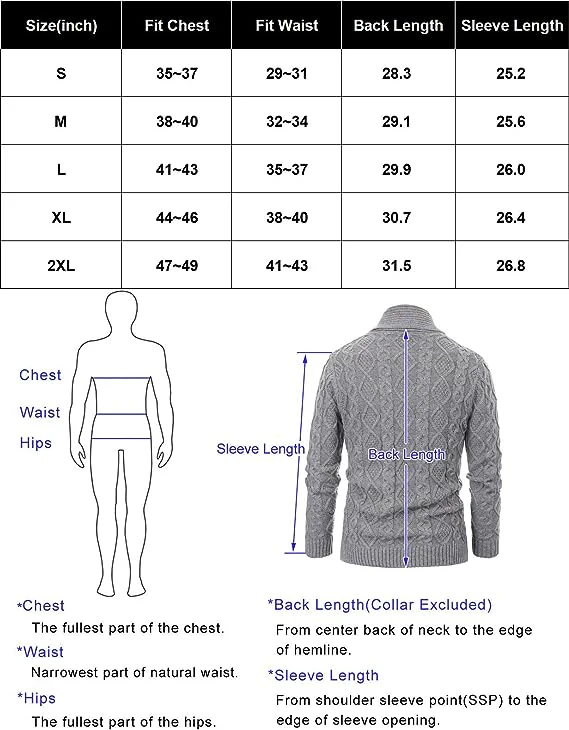 Men's Shawl Collar Cardigan Sweaters Cable Knitted Aran Sweater with Buttons - Image 8