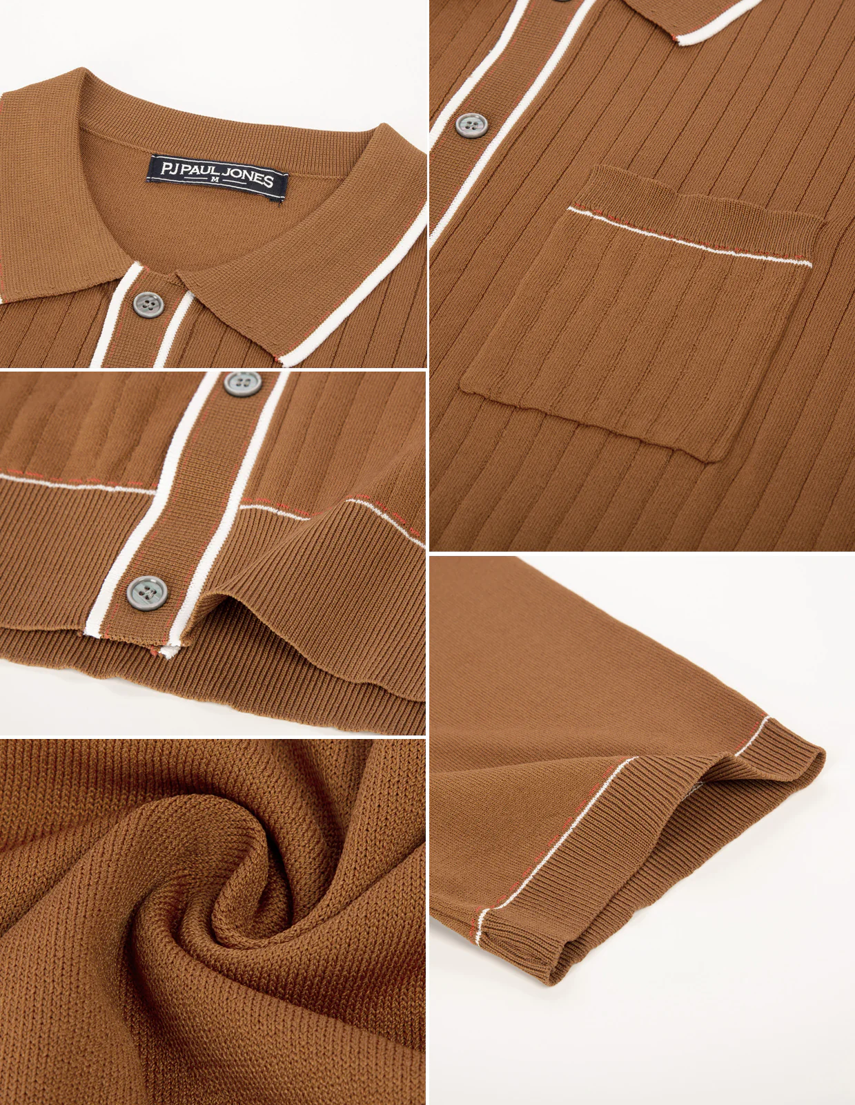 Men's Short Sleeve Knit Polo Cardigans Shirts Vintage Golf Polo Shirt - Image 11